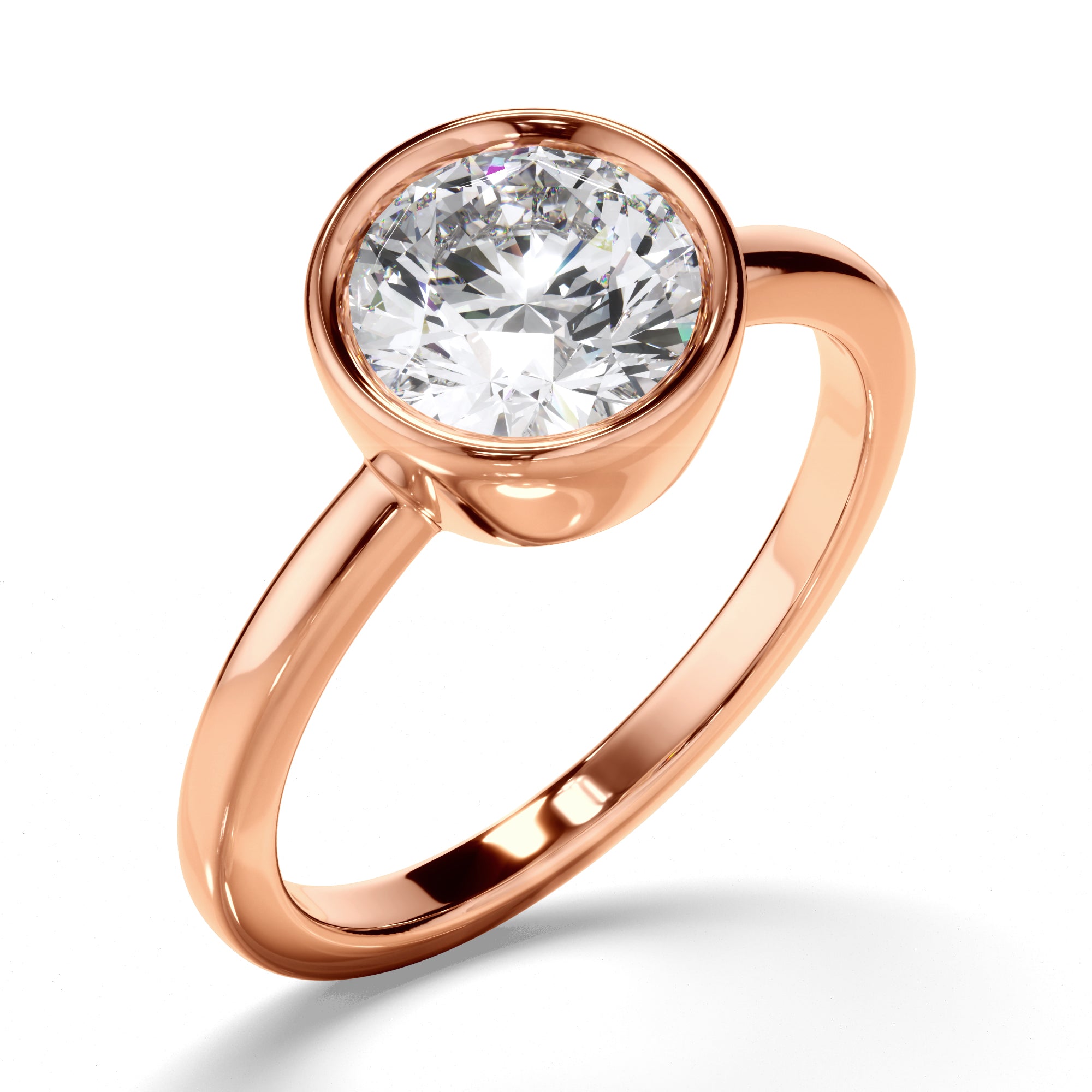 Constance - Round Brilliant Cut Diamond Bezel Solitaire Engagement Ring