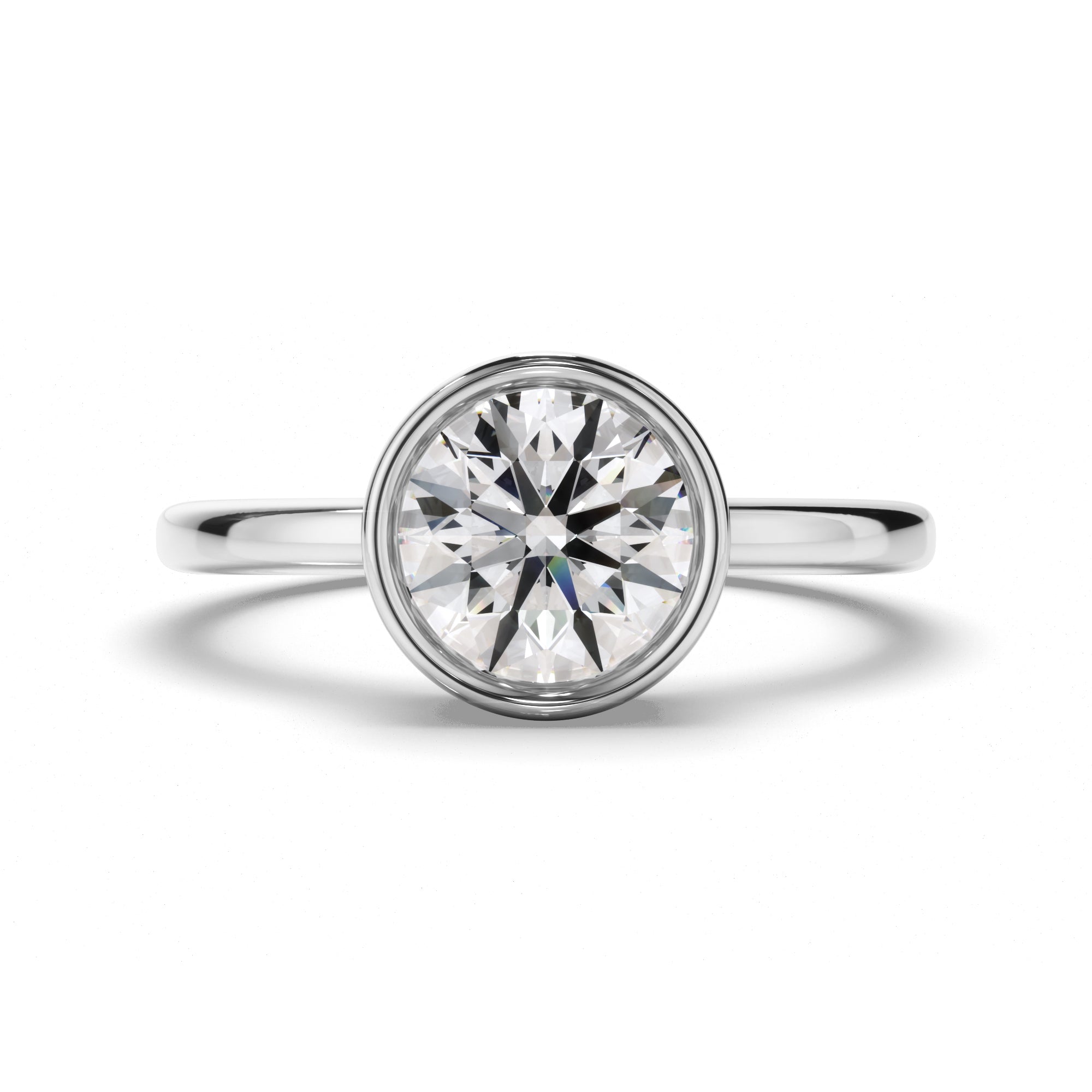 Constance - Round Brilliant Cut Diamond Bezel Solitaire Engagement Ring