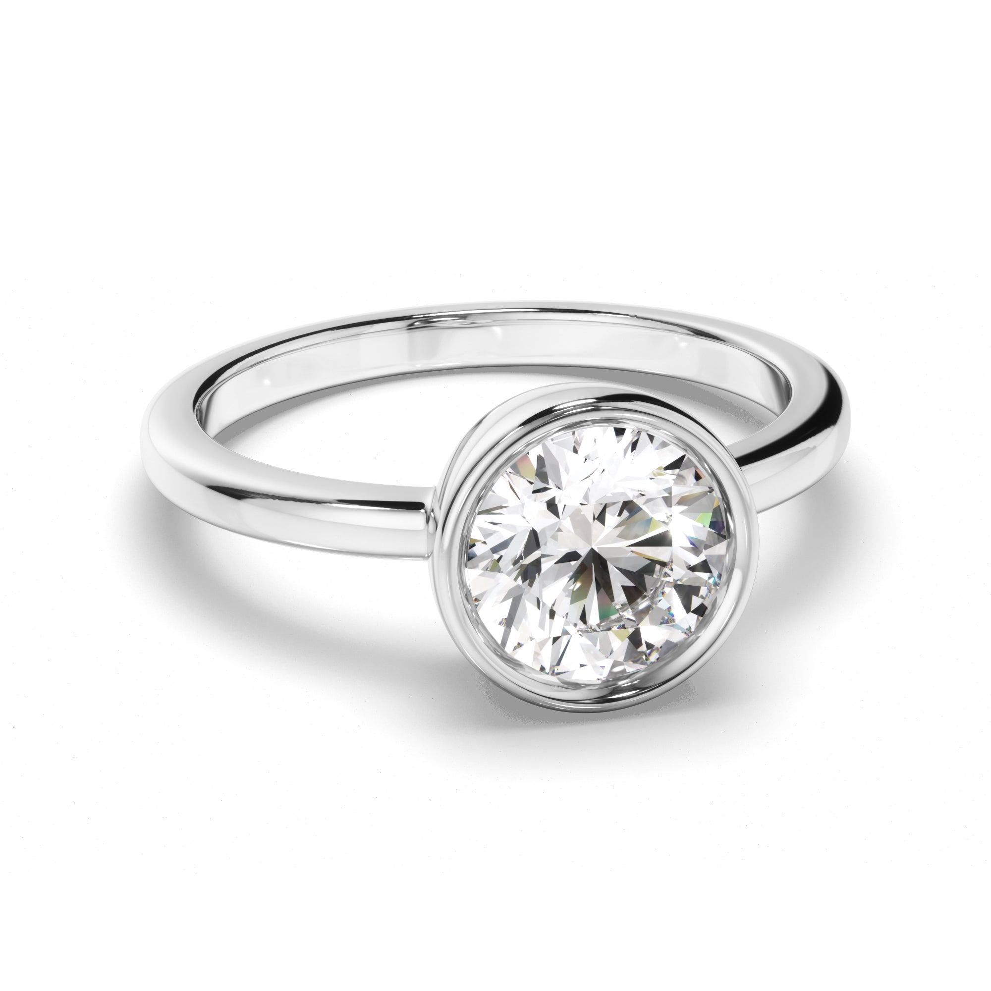 Constance - Round Brilliant Cut Diamond Bezel Solitaire Engagement Ring