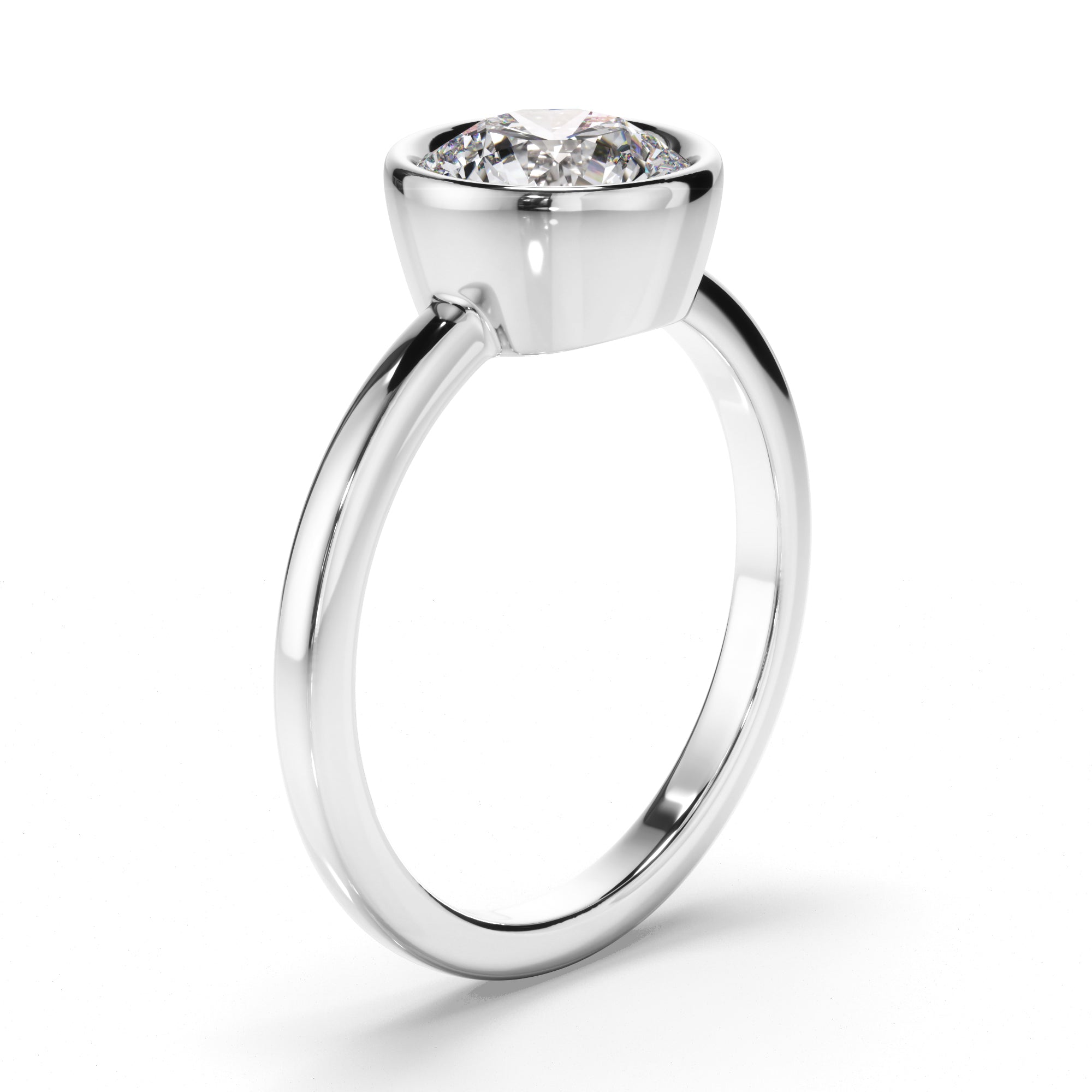 Constance - Round Brilliant Cut Diamond Bezel Solitaire Engagement Ring