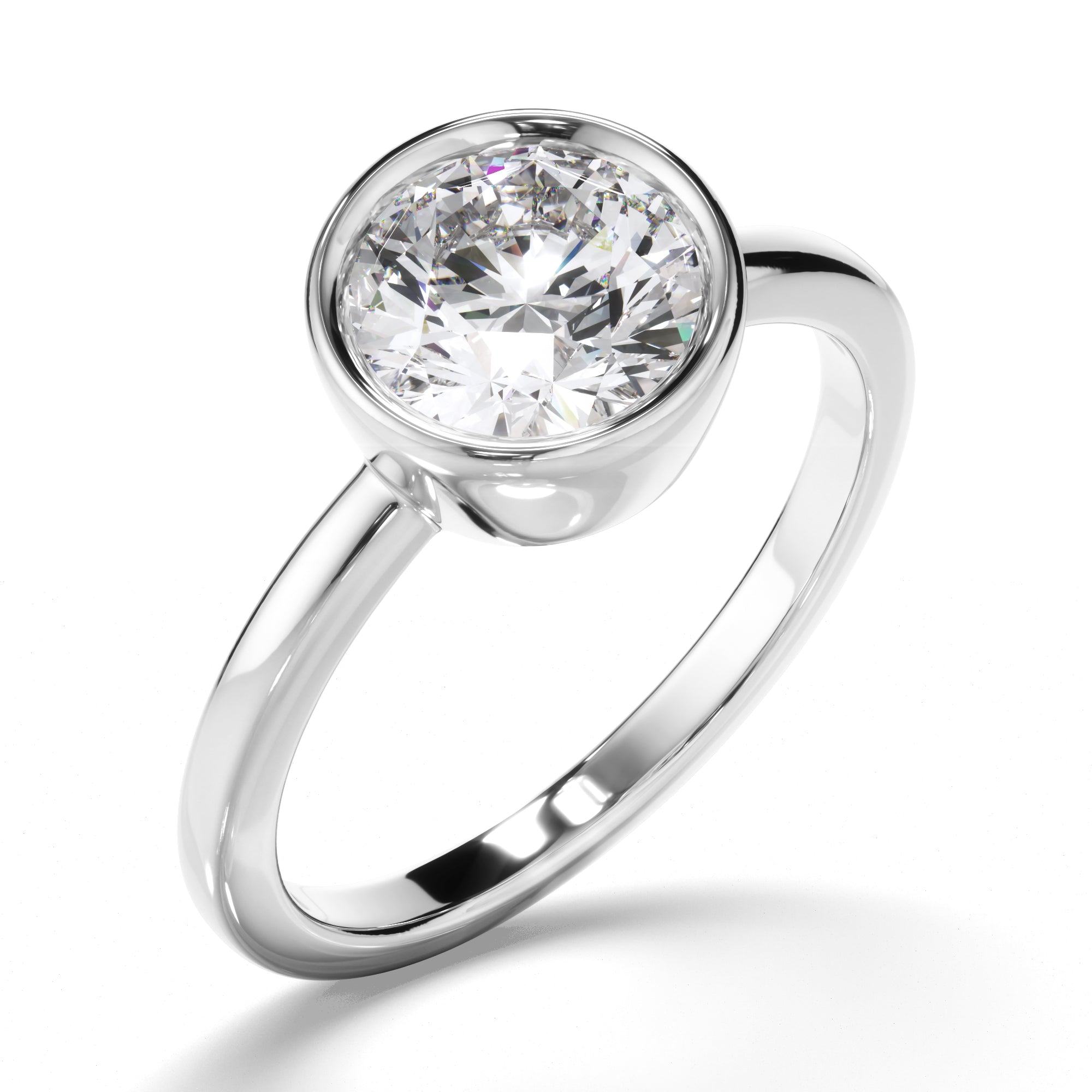 Constance - Round Brilliant Cut Diamond Bezel Solitaire Engagement Ring