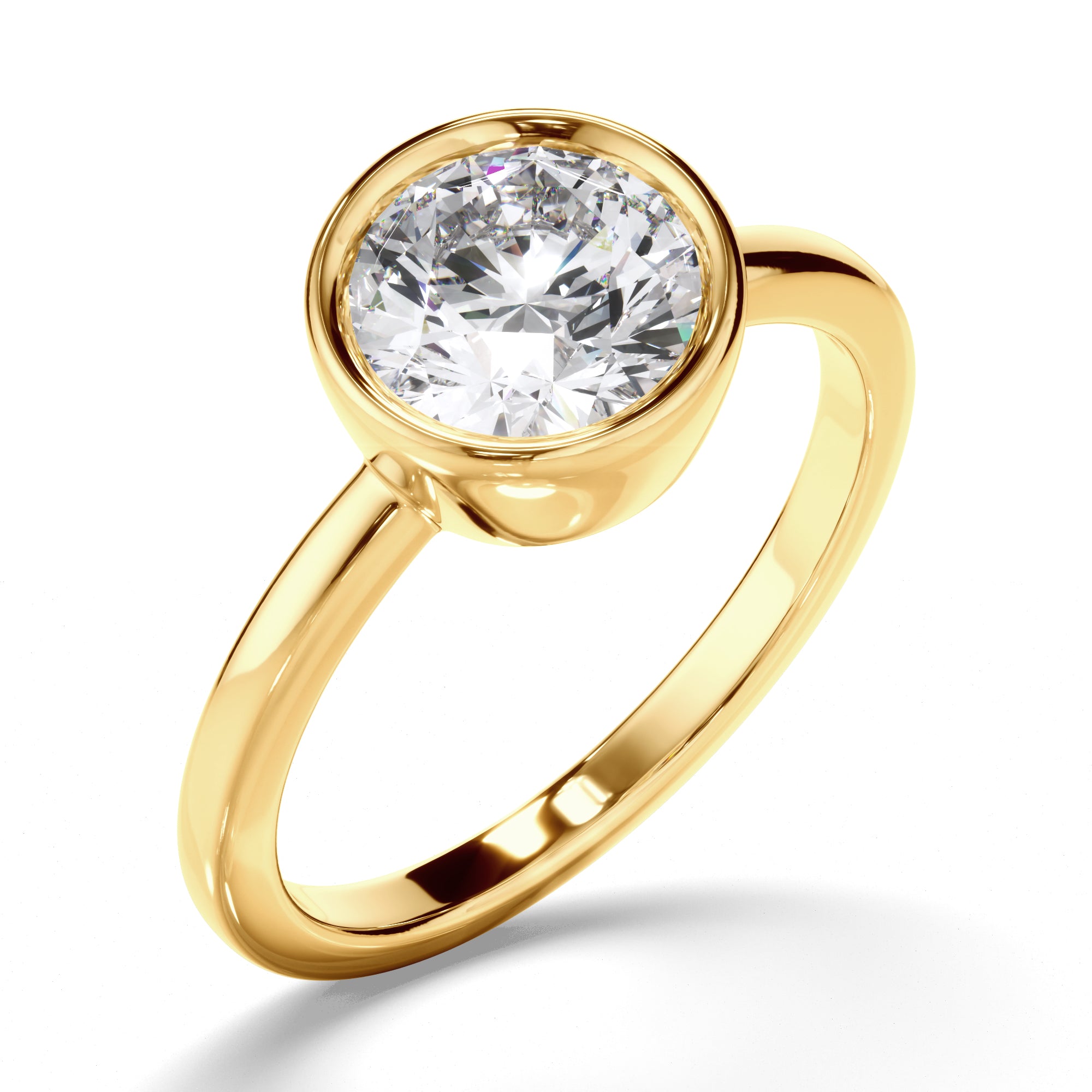 Constance - Round Brilliant Cut Diamond Bezel Solitaire Engagement Ring