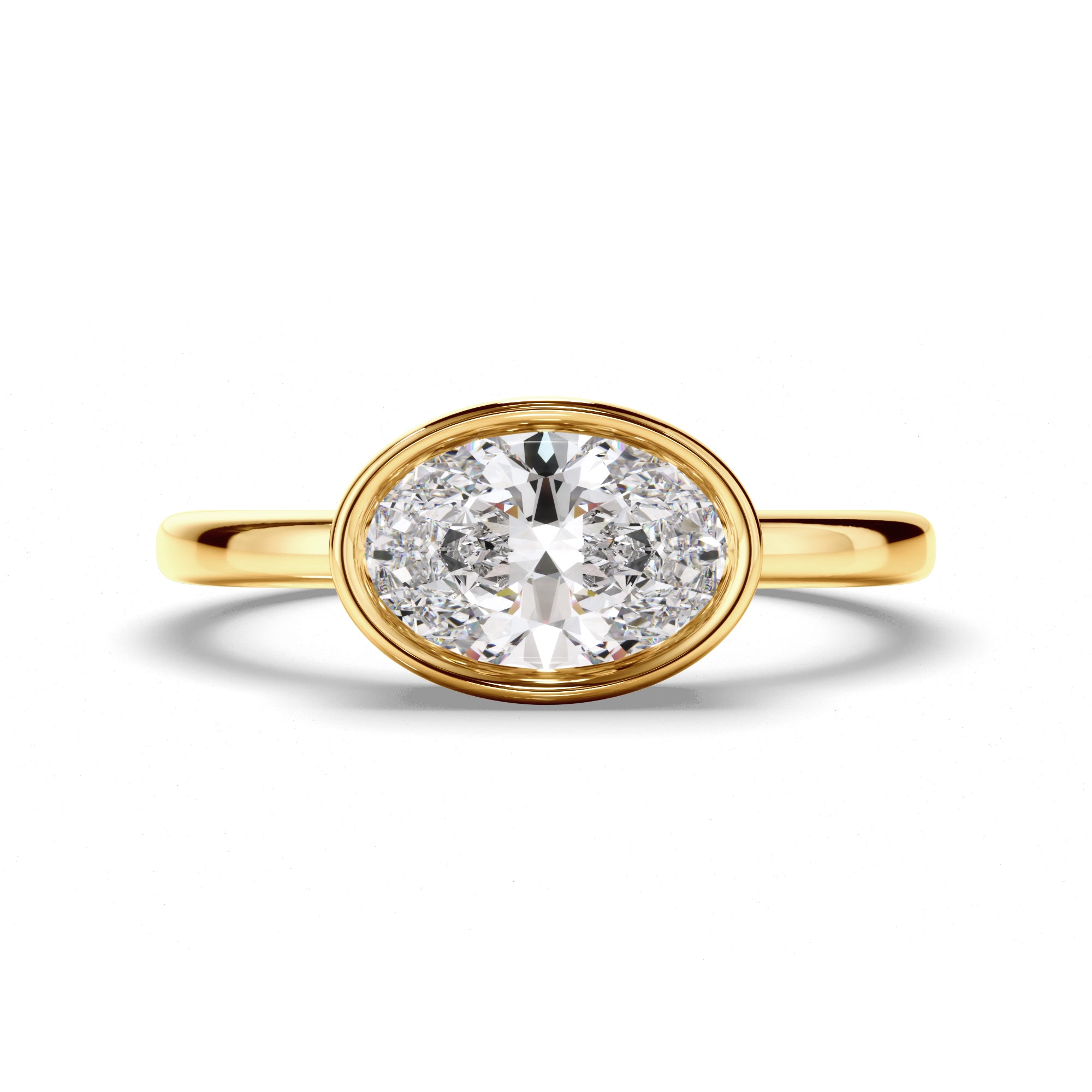 Arabella - Oval Cut Diamond Bezel East West Solitaire Engagement Ring
