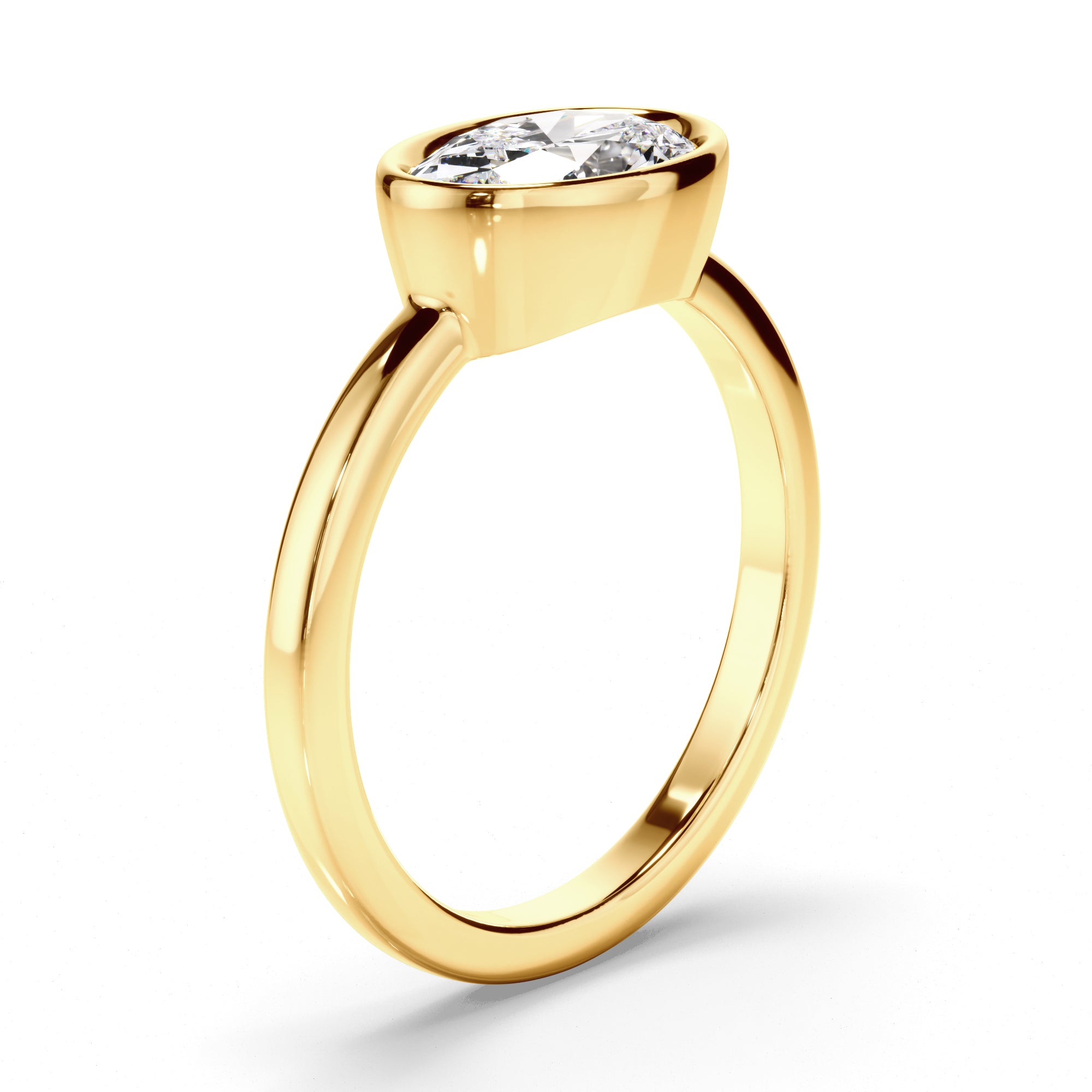 Arabella - Oval Cut Diamond Bezel East West Solitaire Engagement Ring