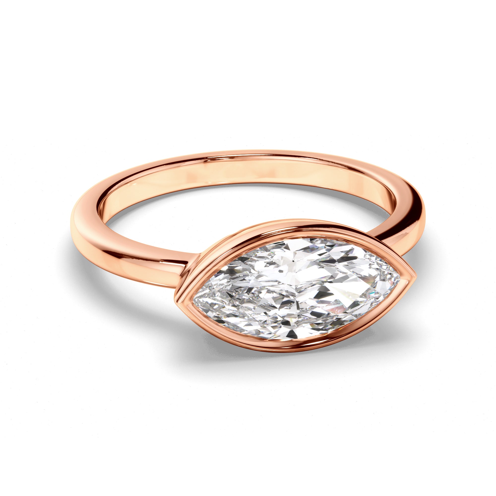 Annalise - Marquise Cut Diamond Bezel East West Solitaire Engagement Ring