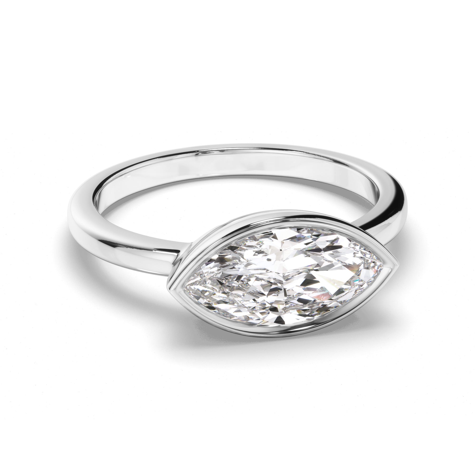 Annalise - Marquise Cut Diamond Bezel East West Solitaire Engagement Ring