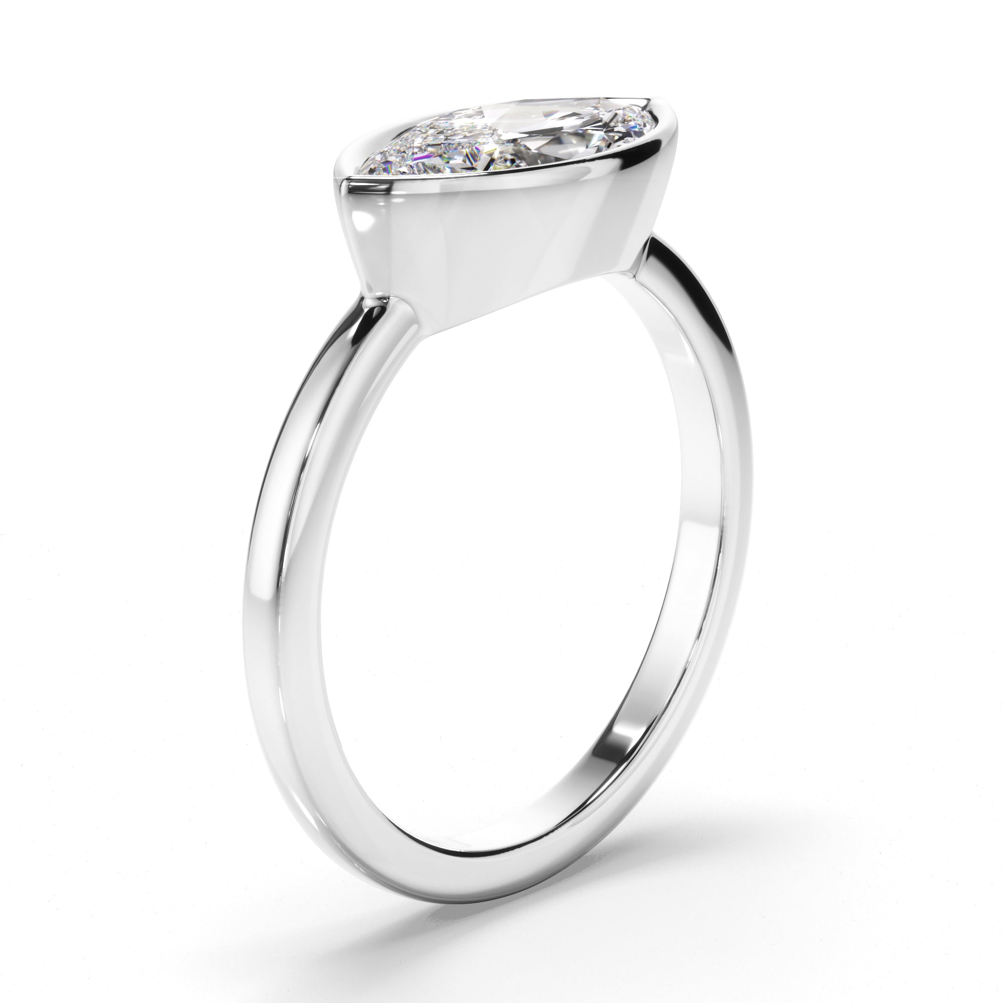 Annalise - Marquise Cut Diamond Bezel East West Solitaire Engagement Ring