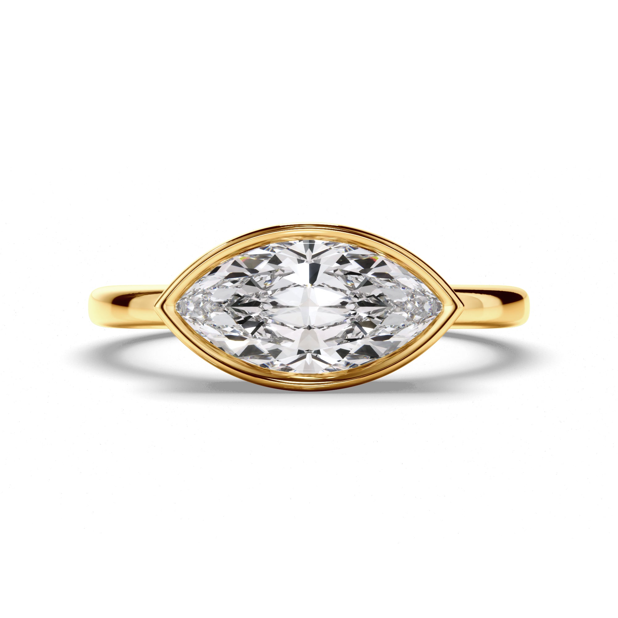 Annalise - Marquise Cut Diamond Bezel East West Solitaire Engagement Ring