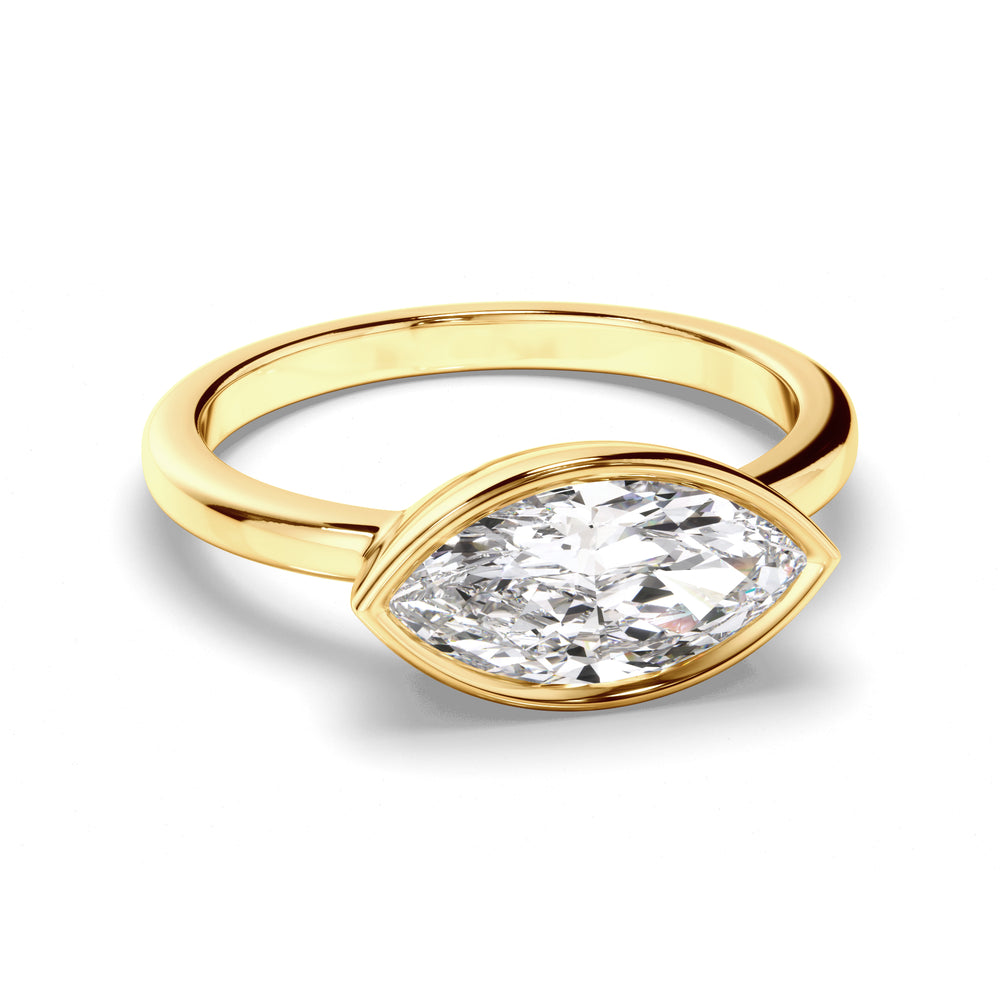 Annalise - Marquise Cut Diamond Bezel East West Solitaire Engagement Ring