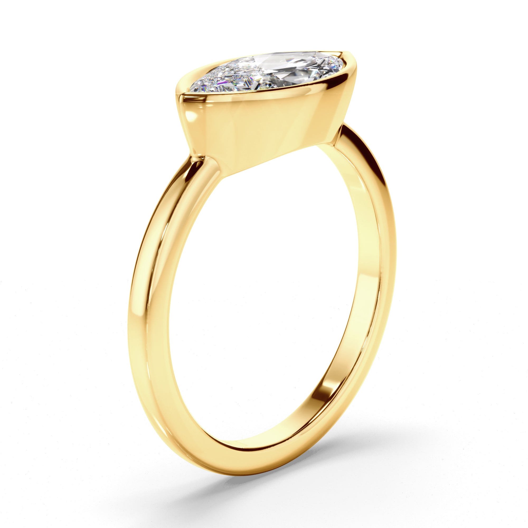 Annalise - Marquise Cut Diamond Bezel East West Solitaire Engagement Ring