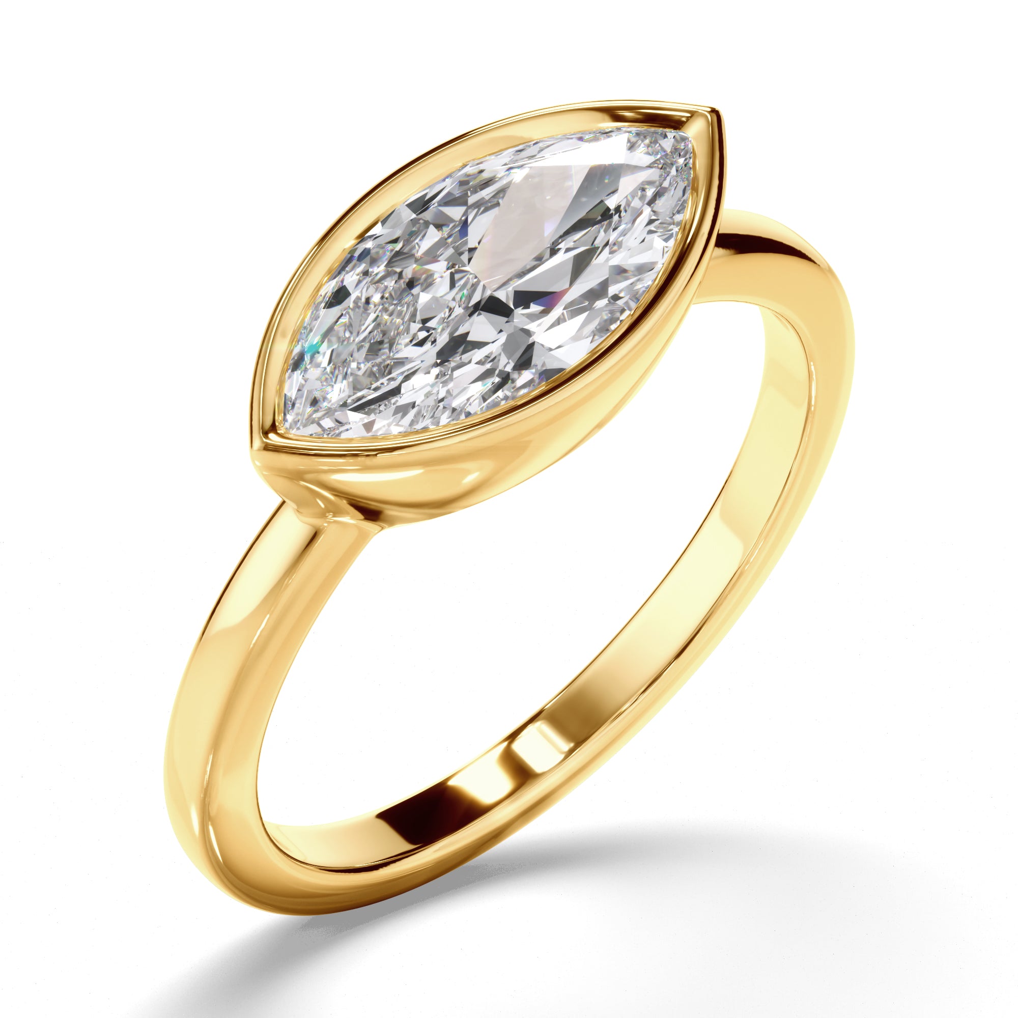 Annalise - Marquise Cut Diamond Bezel East West Solitaire Engagement Ring
