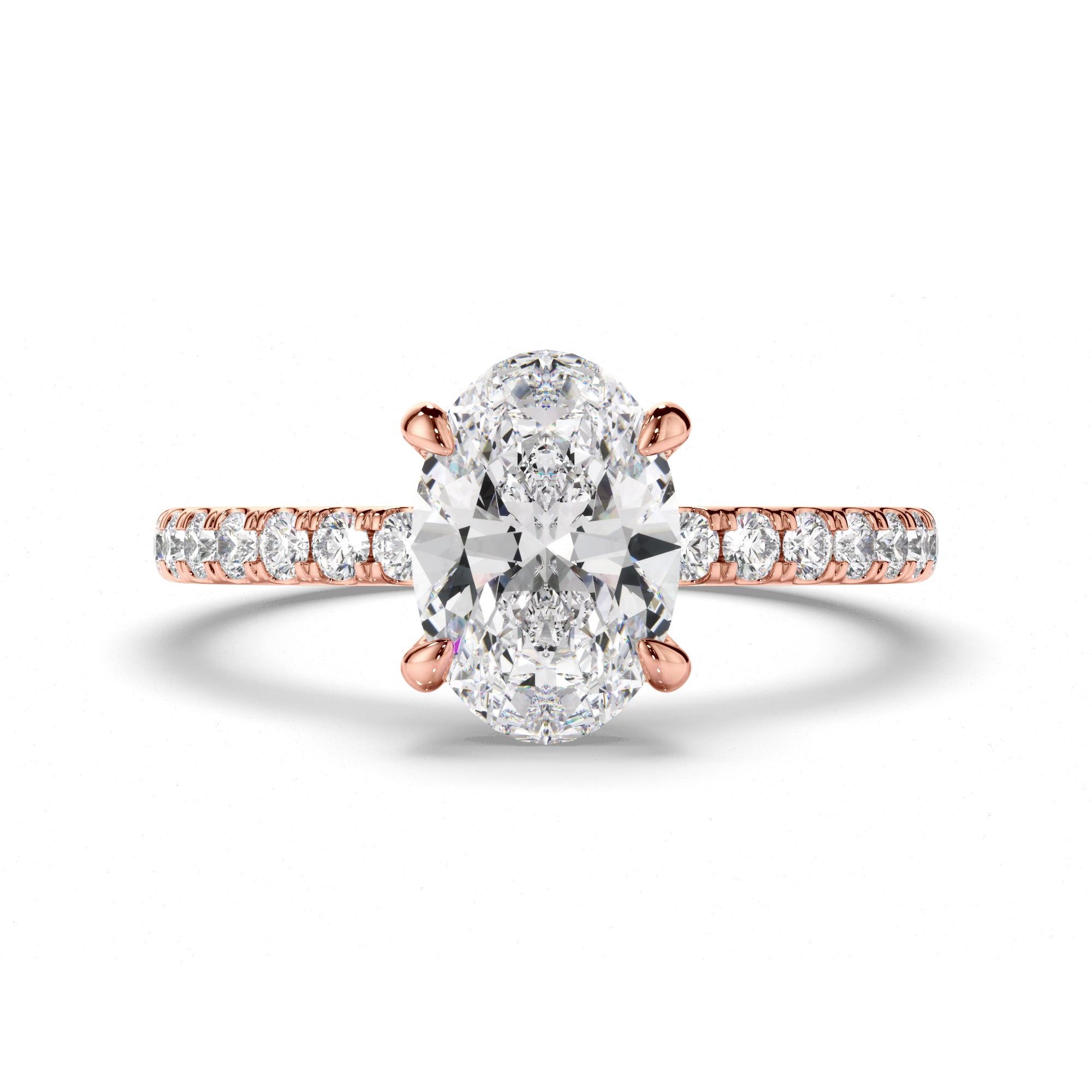 Solene - Oval Cut Diamond Engagement Ring with Diamond Sides