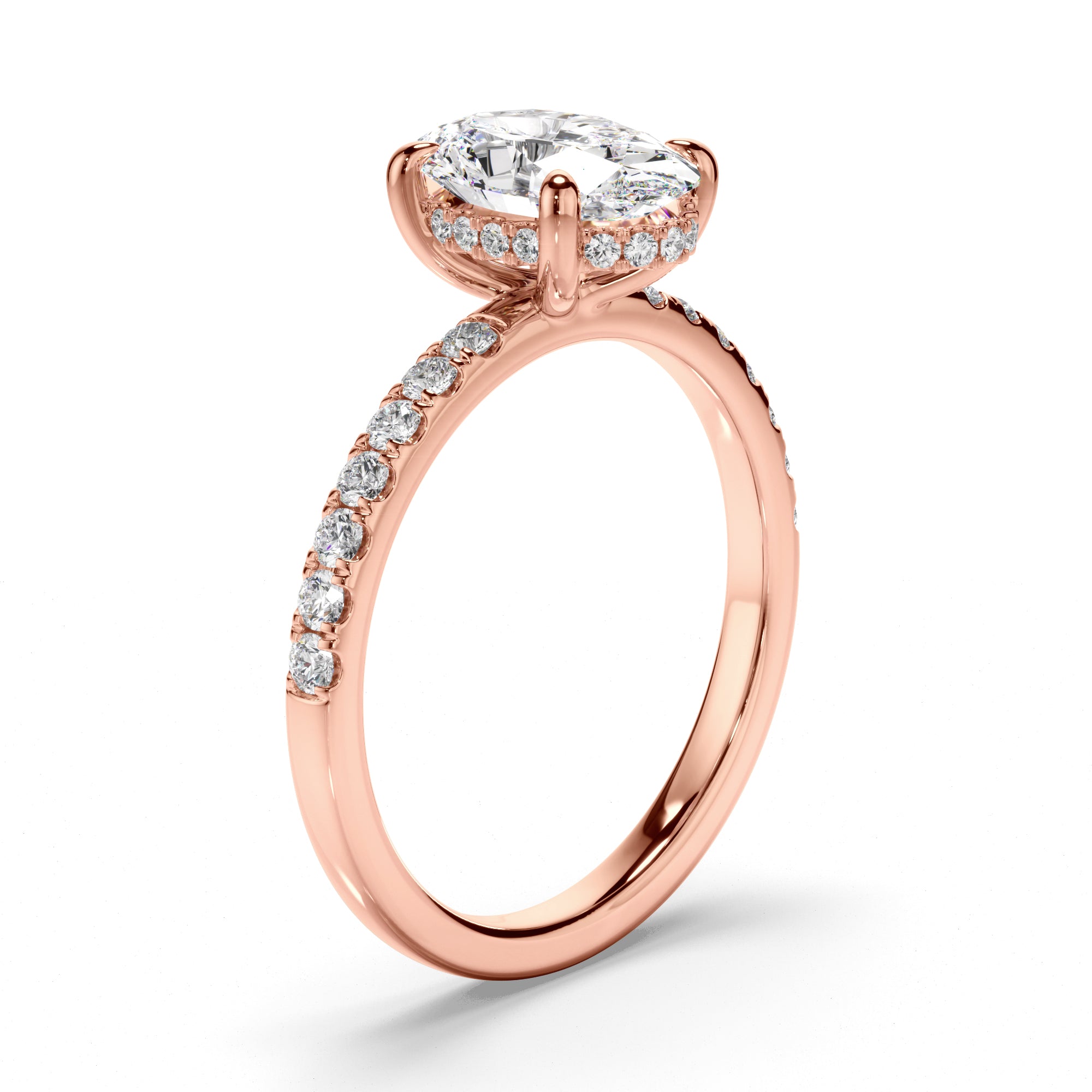 Solene - Oval Cut Diamond Engagement Ring with Diamond Sides