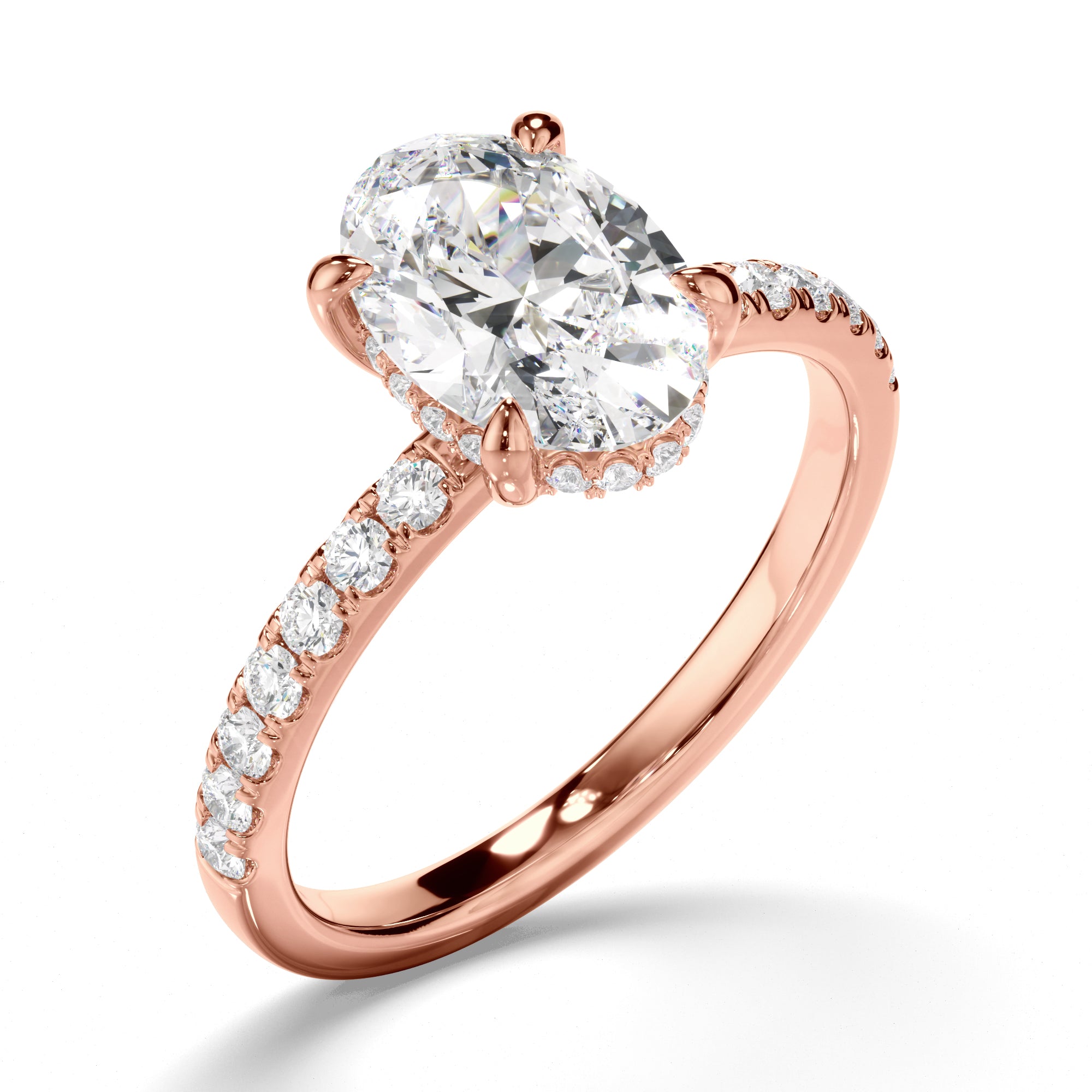 Solene - Oval Cut Diamond Engagement Ring with Diamond Sides