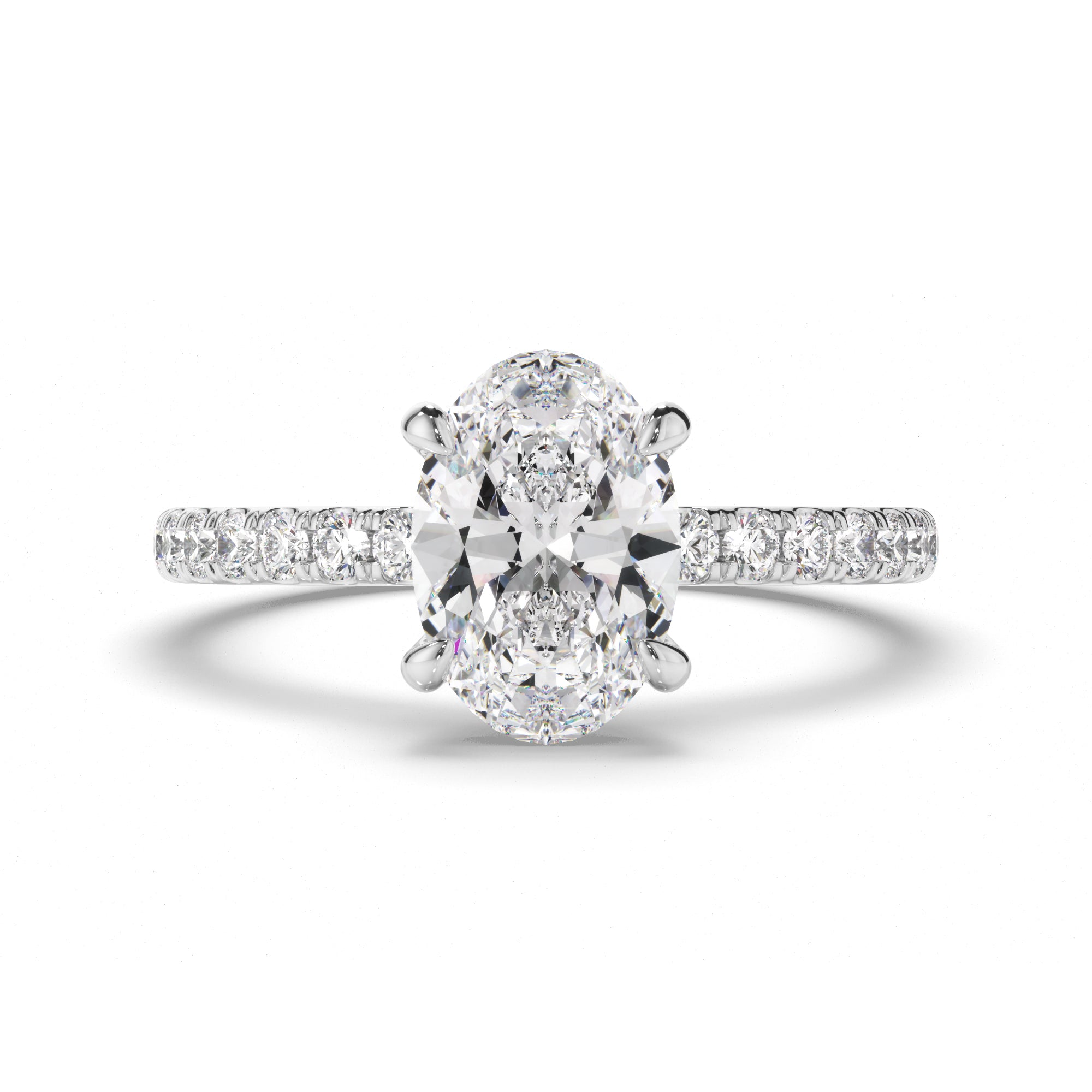 Solene - Oval Cut Diamond Engagement Ring with Diamond Sides