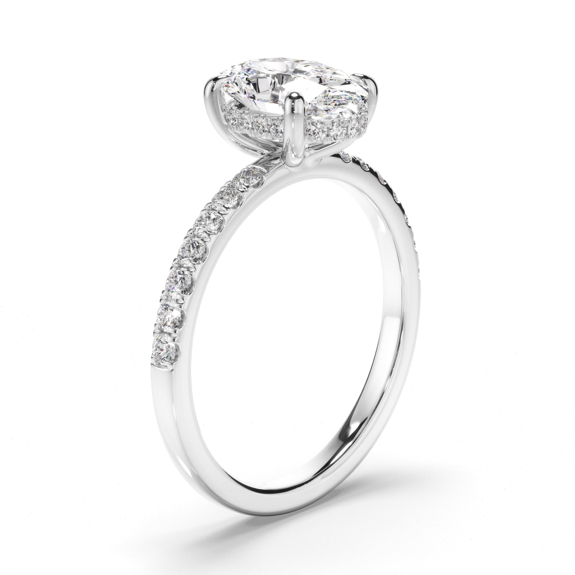 Solene - Oval Cut Diamond Engagement Ring with Diamond Sides