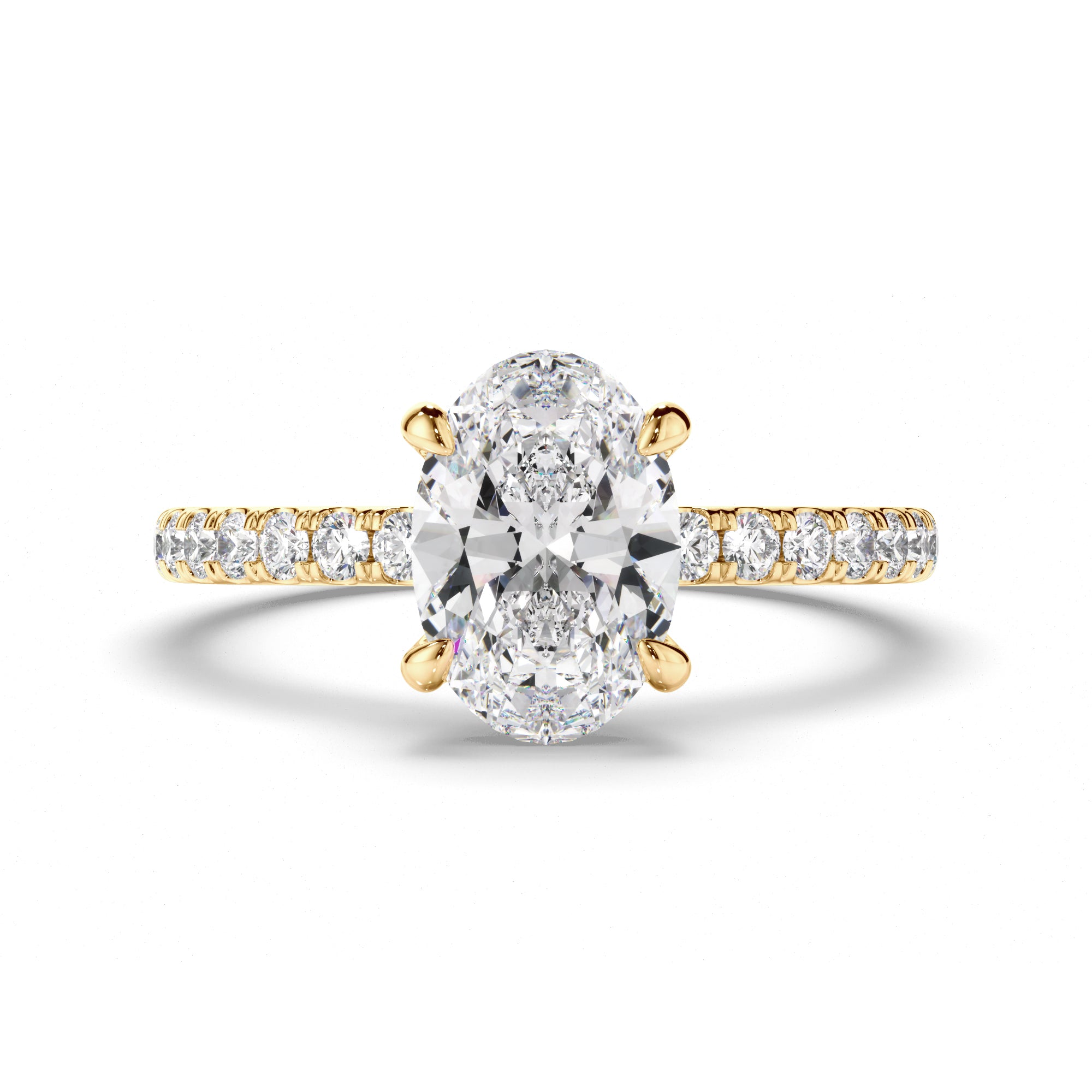Solene - Oval Cut Diamond Engagement Ring with Diamond Sides