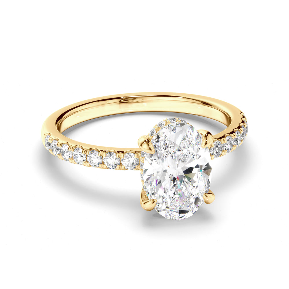 Solene - Oval Cut Diamond Engagement Ring with Diamond Sides