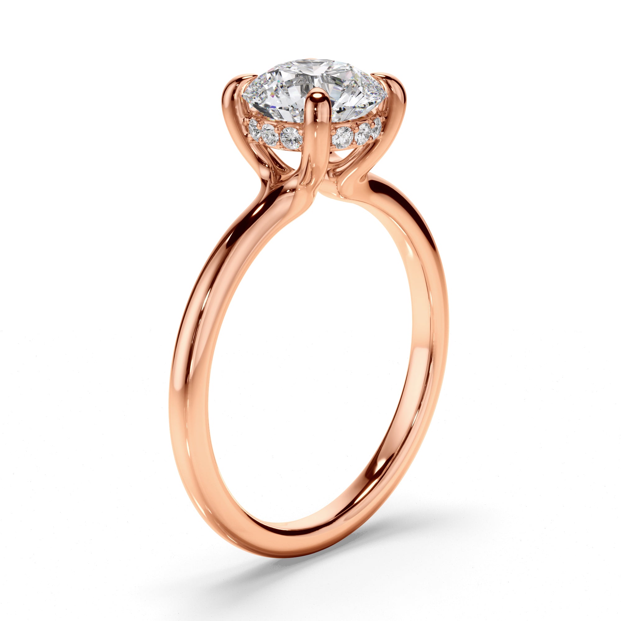 Amelia - Round Brilliant Cut Diamond Hidden Halo Engagement Ring