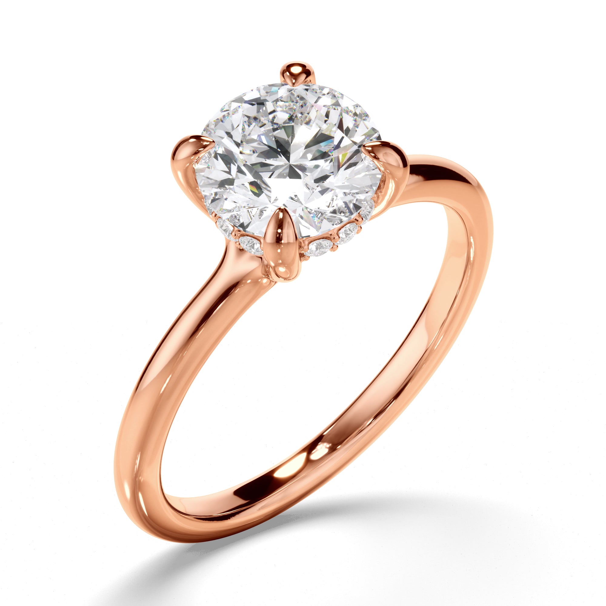 Amelia - Round Brilliant Cut Diamond Hidden Halo Engagement Ring