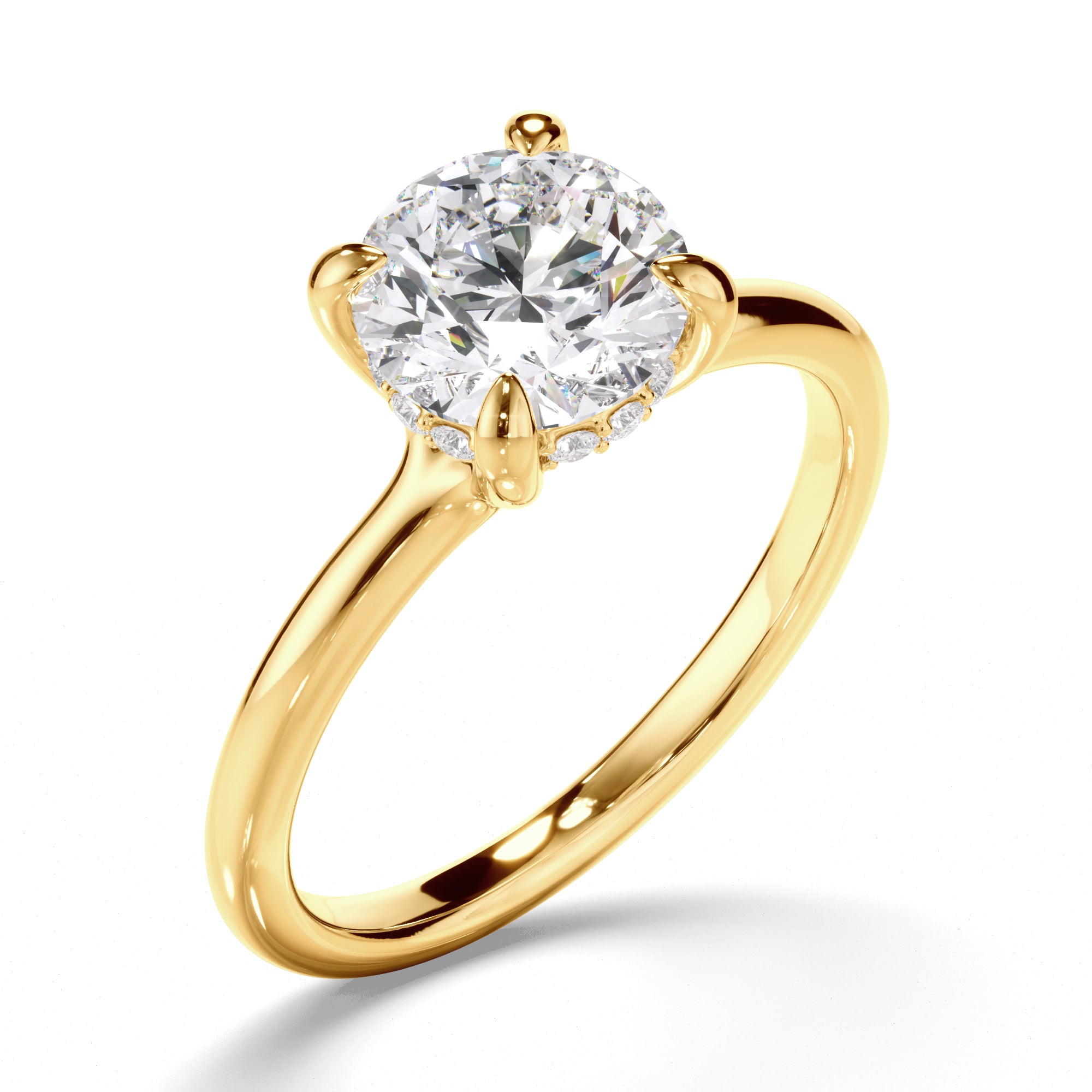 Amelia - Round Brilliant Cut Diamond Hidden Halo Engagement Ring
