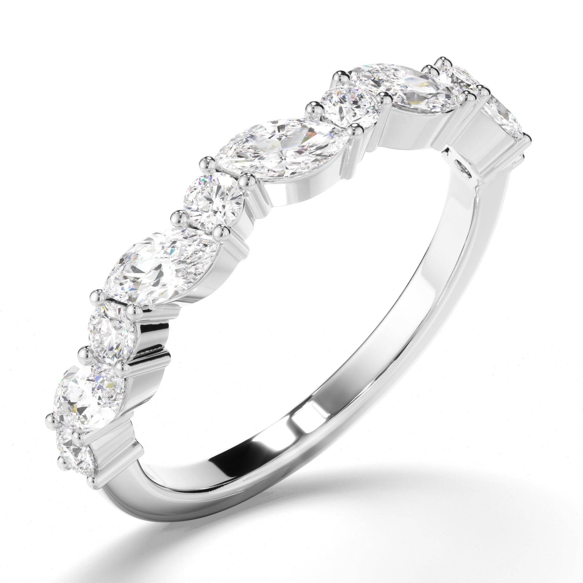 Rosabelle - Round Brilliant & Marquise Cut Diamond Anniversary Ring