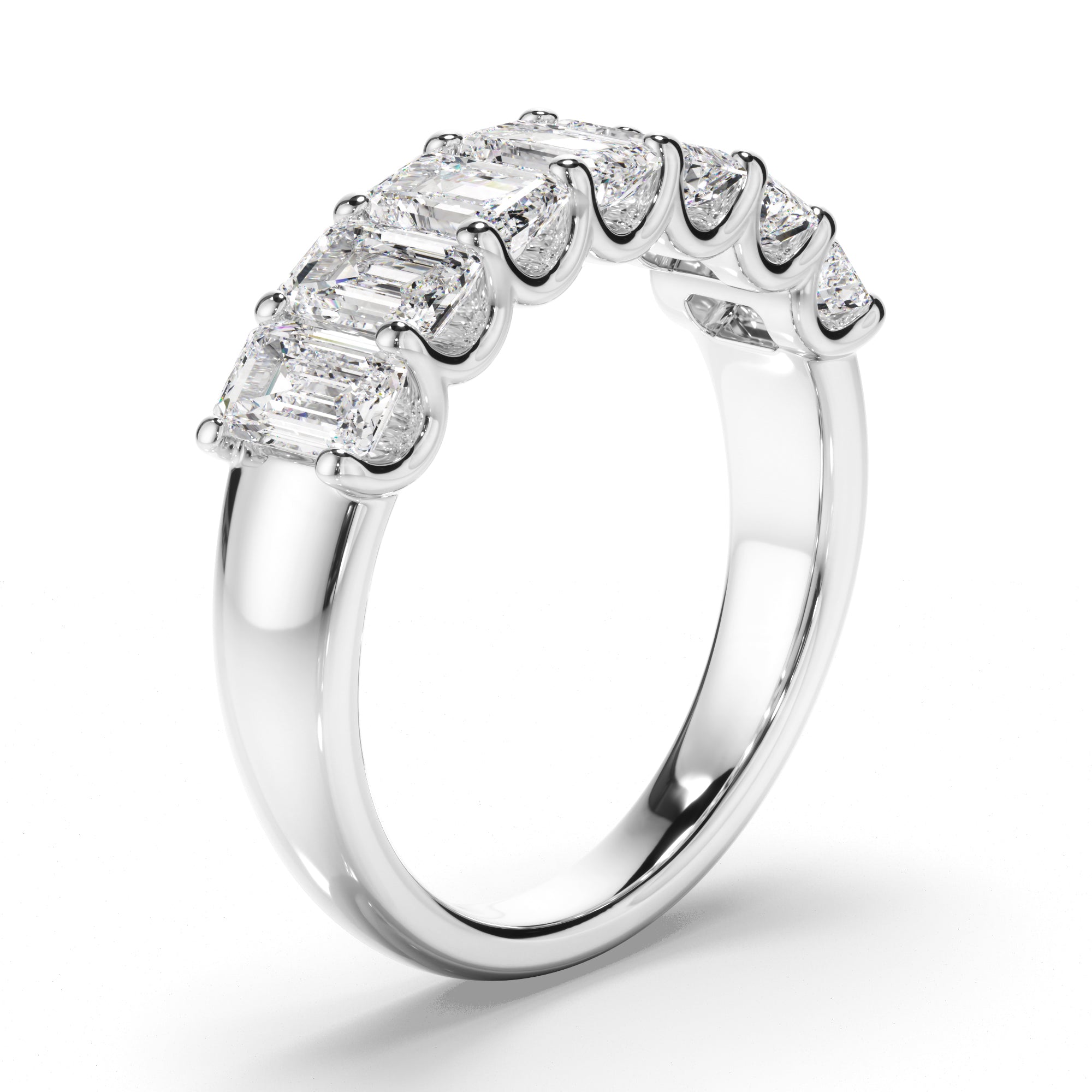 Leona - Emerald Cut Diamond Anniversary Ring