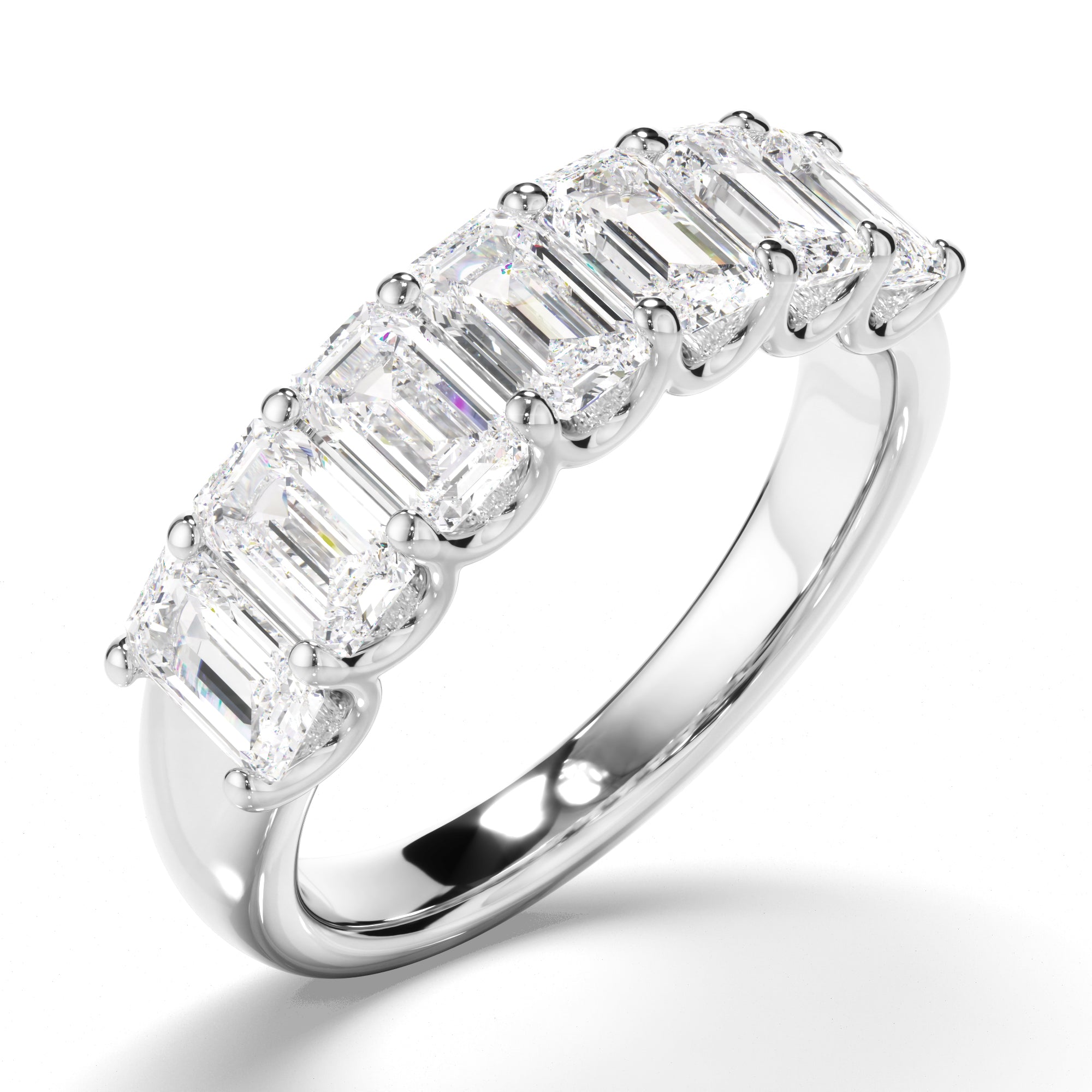 Leona - Emerald Cut Diamond Anniversary Ring