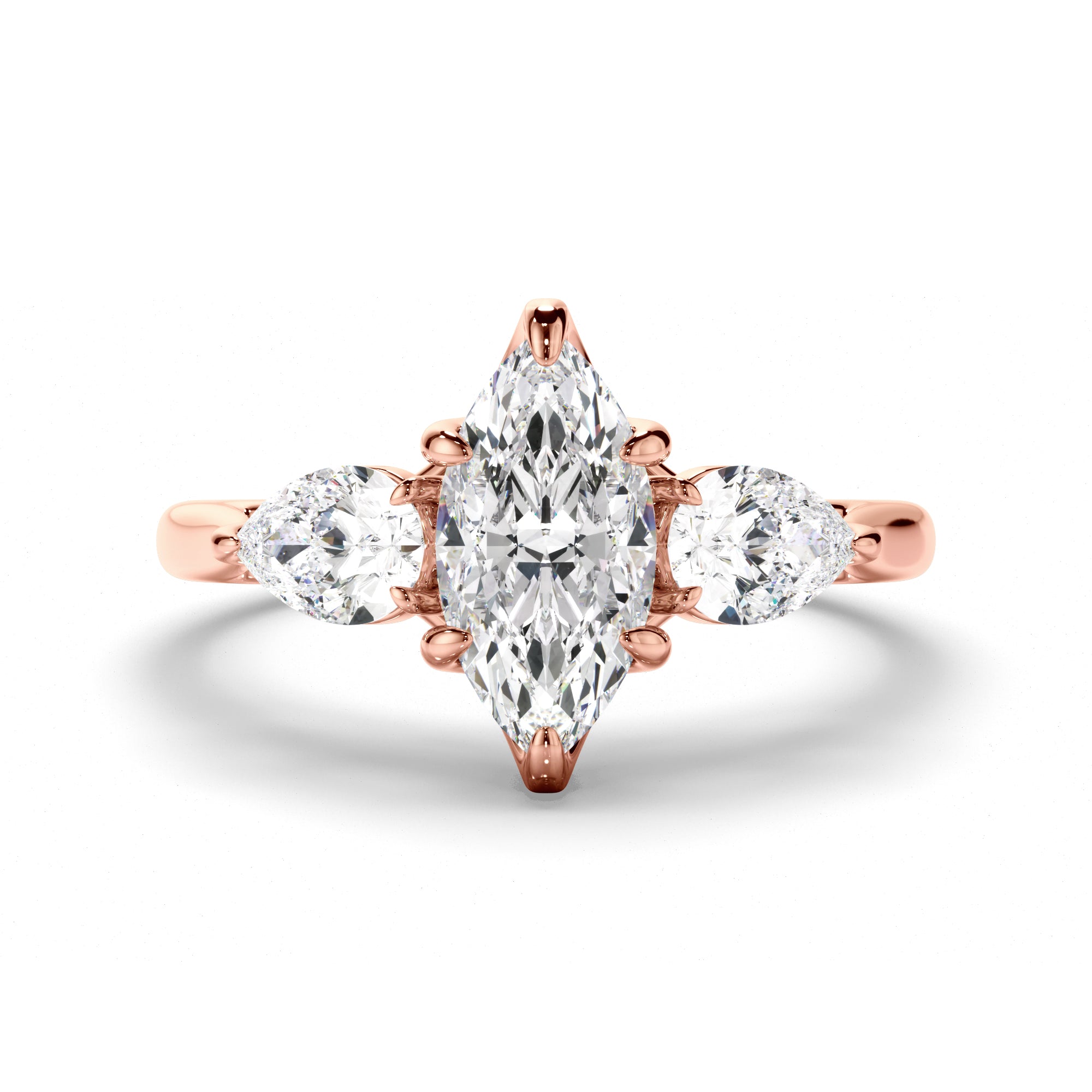 Scarlett - Marquise Cut Diamond Trilogy Engagement Ring with Pear Sides