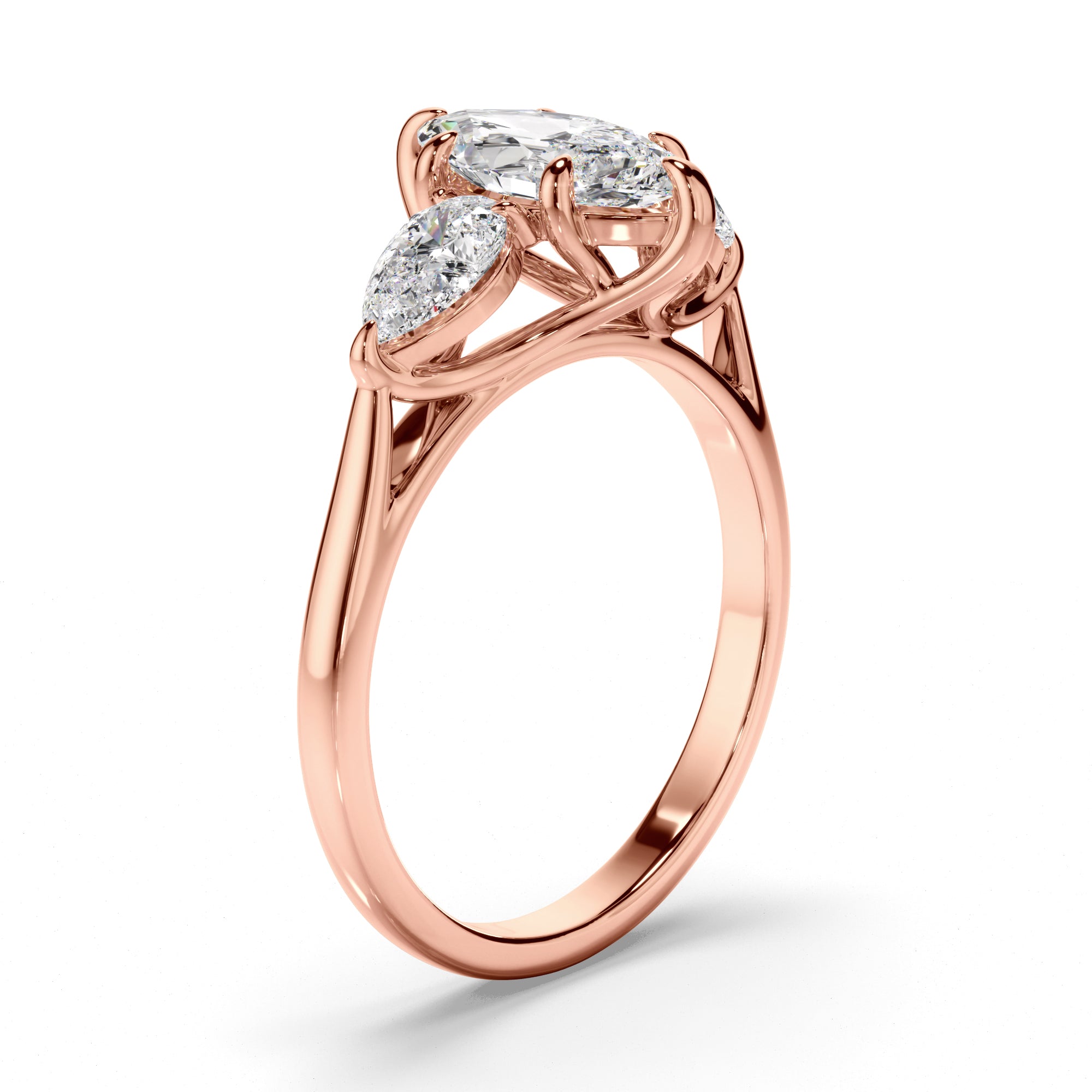 Scarlett - Marquise Cut Diamond Trilogy Engagement Ring with Pear Sides
