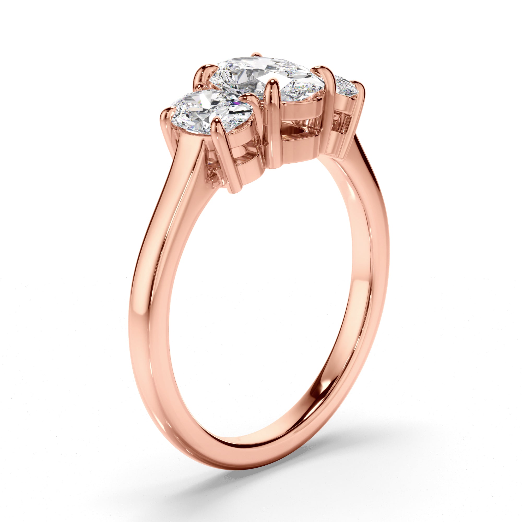 Anabella - Oval Cut Diamond Trilogy Engagement Ring