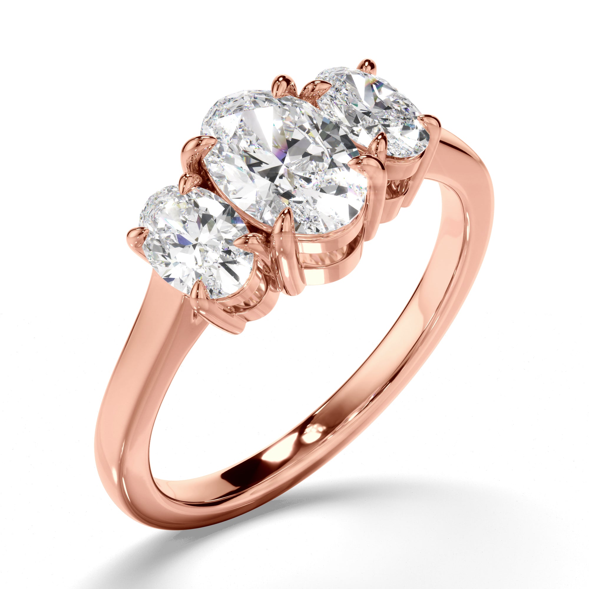 Anabella - Oval Cut Diamond Trilogy Engagement Ring