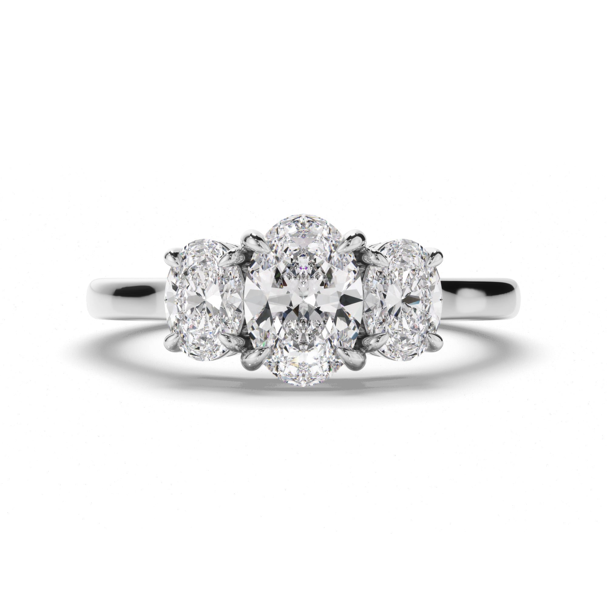 Anabella - Oval Cut Diamond Trilogy Engagement Ring