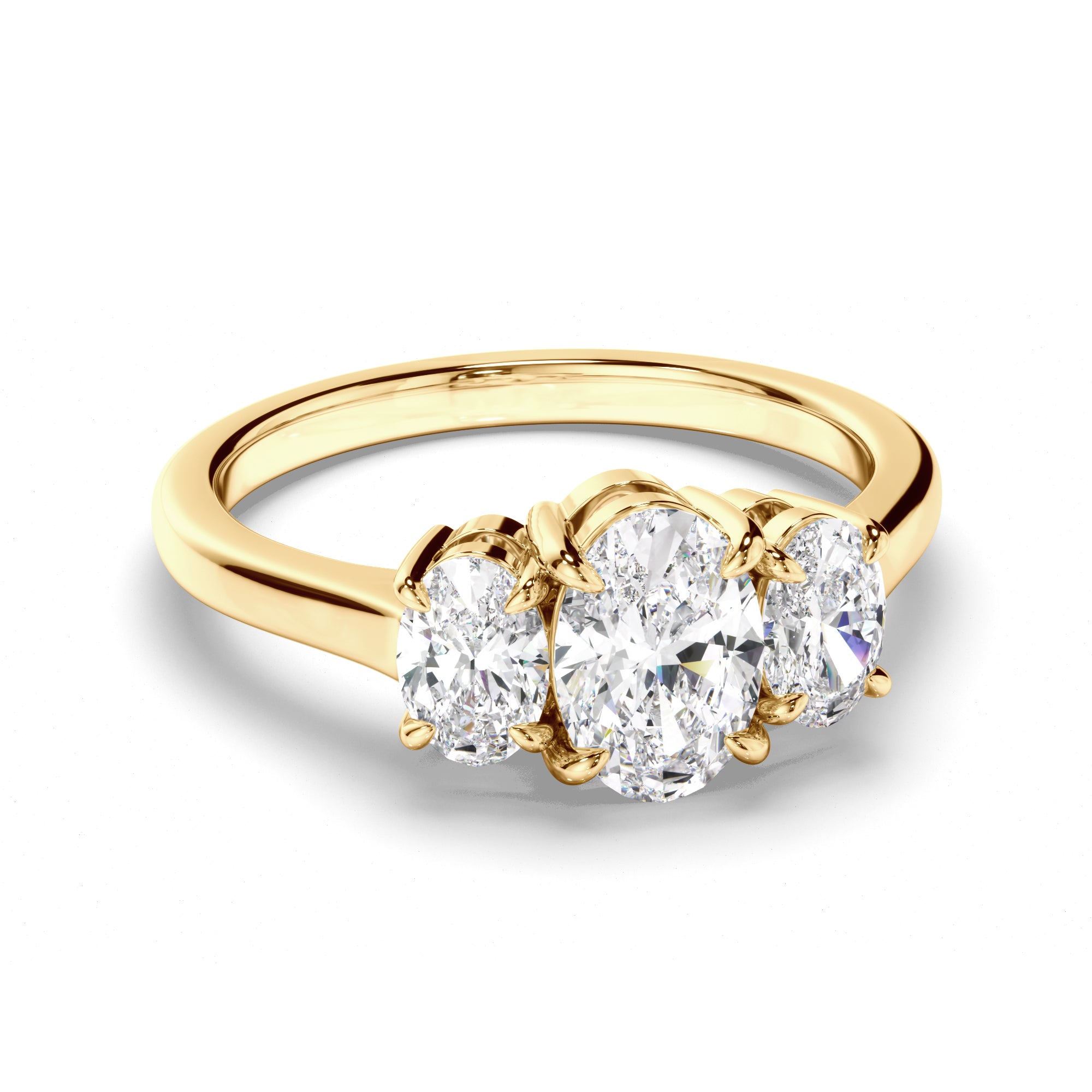 Anabella - Oval Cut Diamond Trilogy Engagement Ring