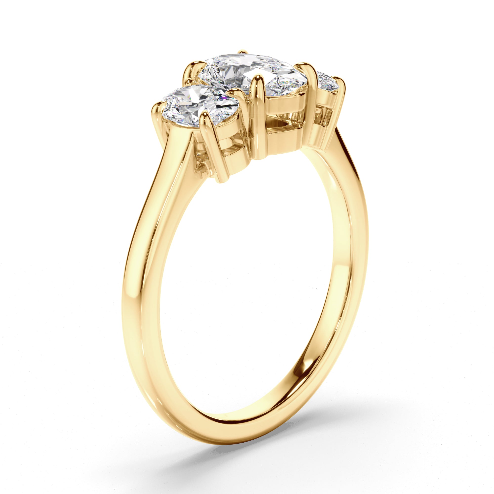 Anabella - Oval Cut Diamond Trilogy Engagement Ring