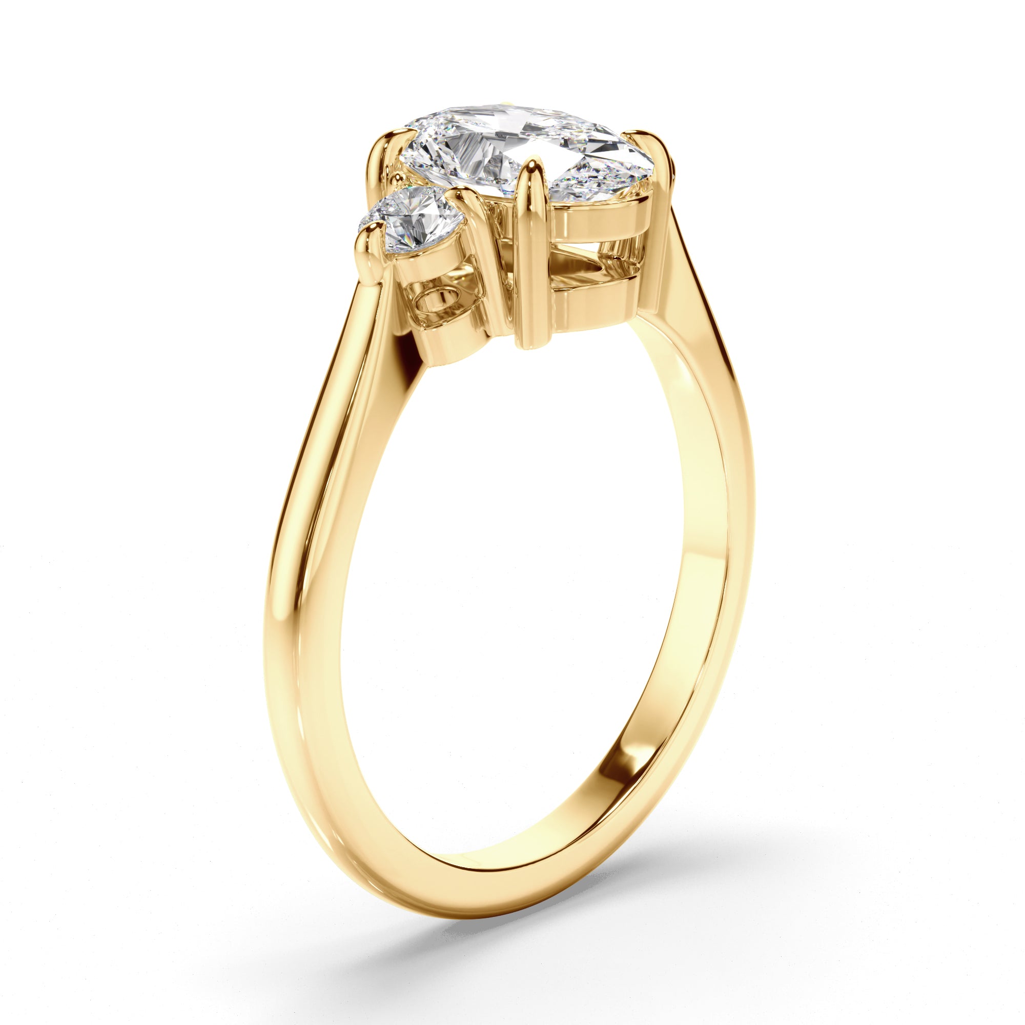 Thea - Oval Cut Diamond Trilogy Engagement Ring with Round Brilliant Sides