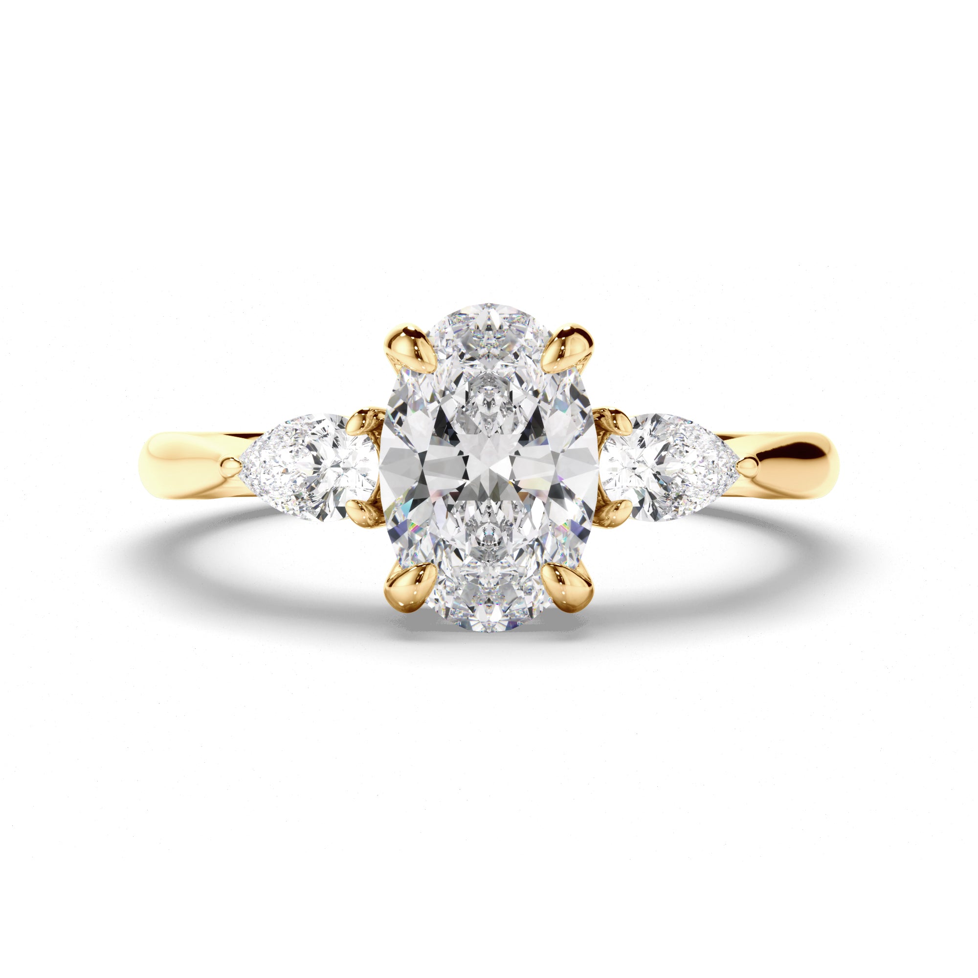 Luciana - Oval Cut Diamond Trilogy Engagement Ring with Pear Sides