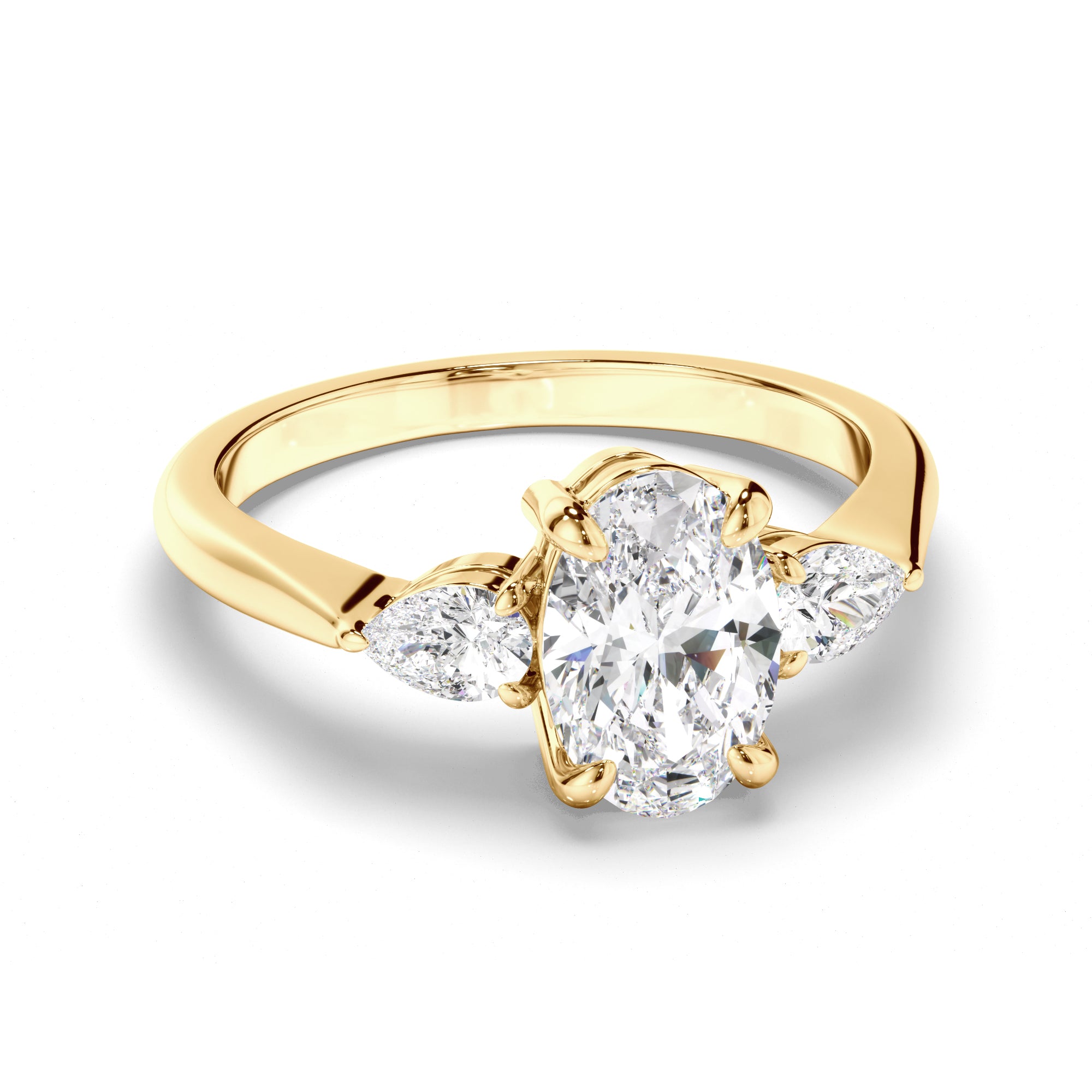 Luciana - Oval Cut Diamond Trilogy Engagement Ring with Pear Sides