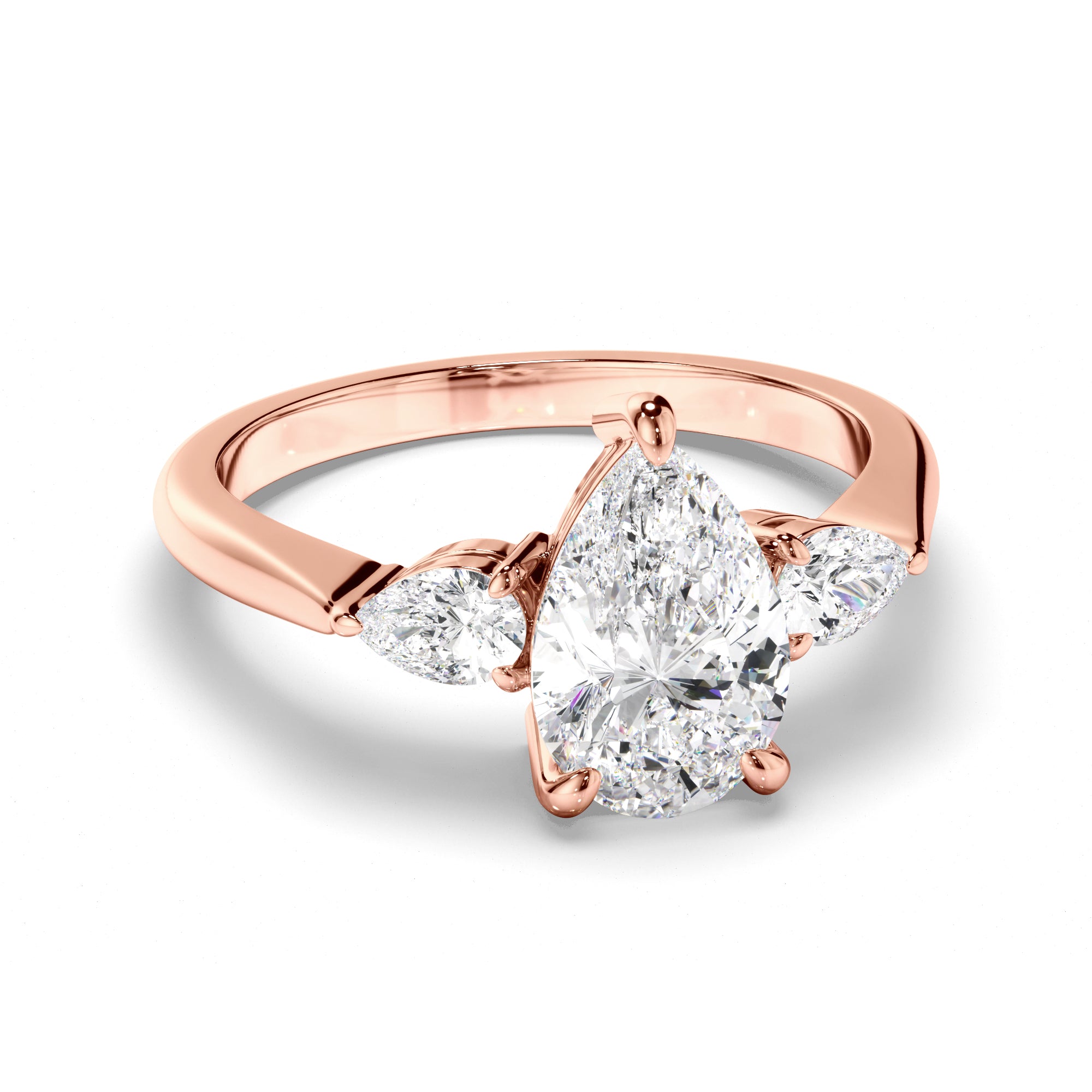 Ava - Pear Cut Diamond Trilogy Engagement Ring with Pear Sides