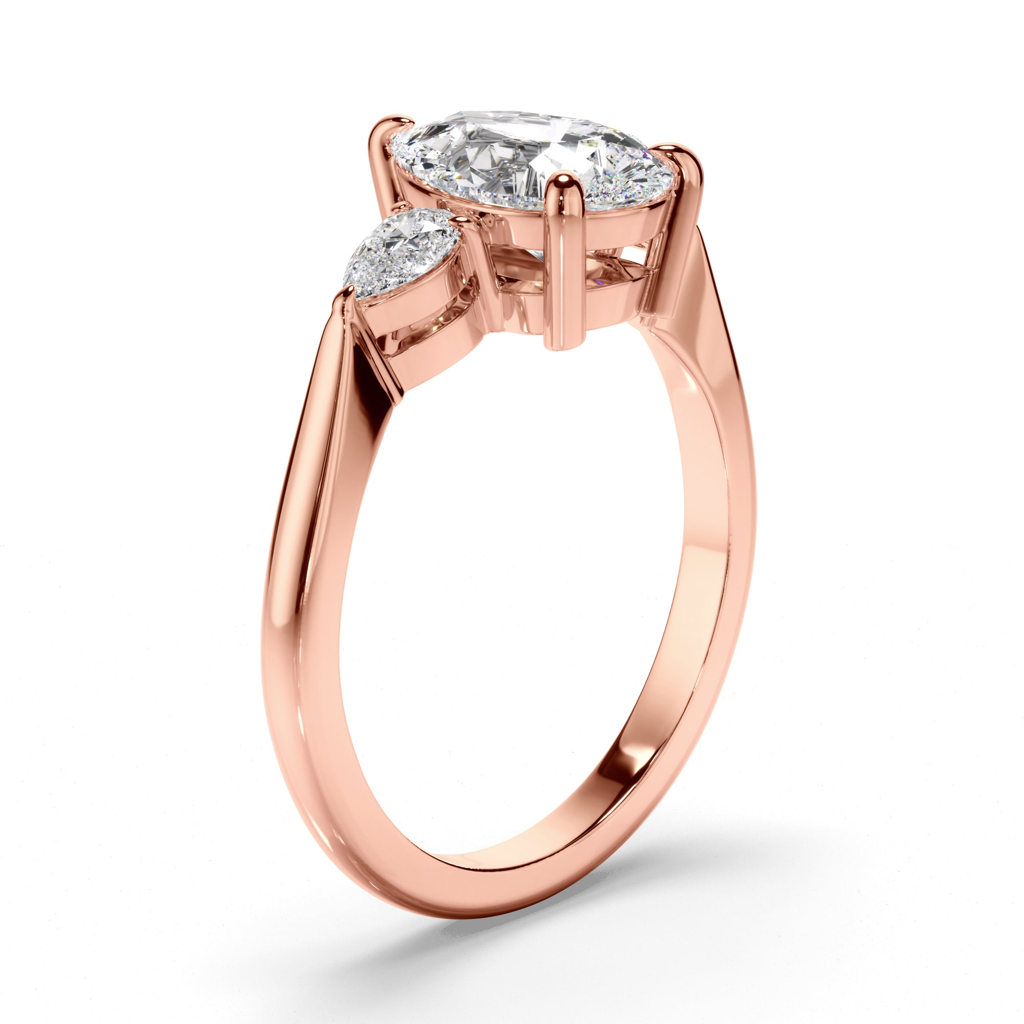 Ava - Pear Cut Diamond Trilogy Engagement Ring with Pear Sides