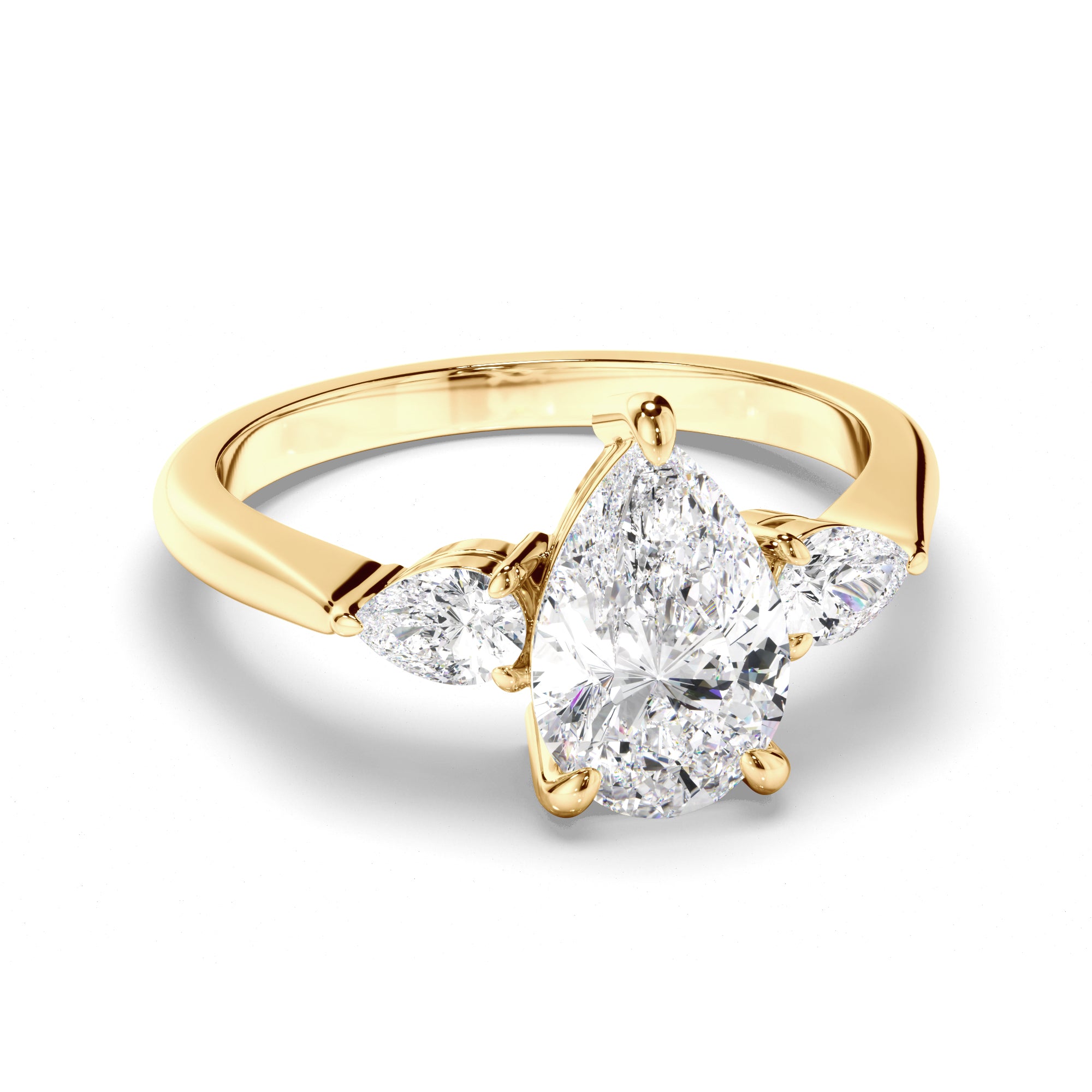 Ava - Pear Cut Diamond Trilogy Engagement Ring with Pear Sides
