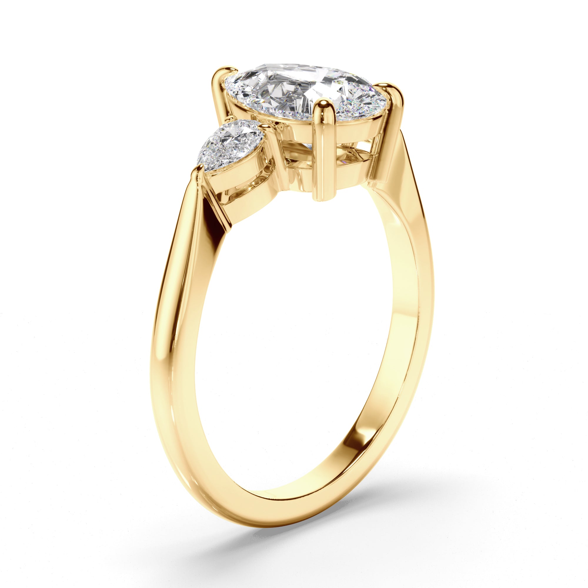 Ava - Pear Cut Diamond Trilogy Engagement Ring with Pear Sides