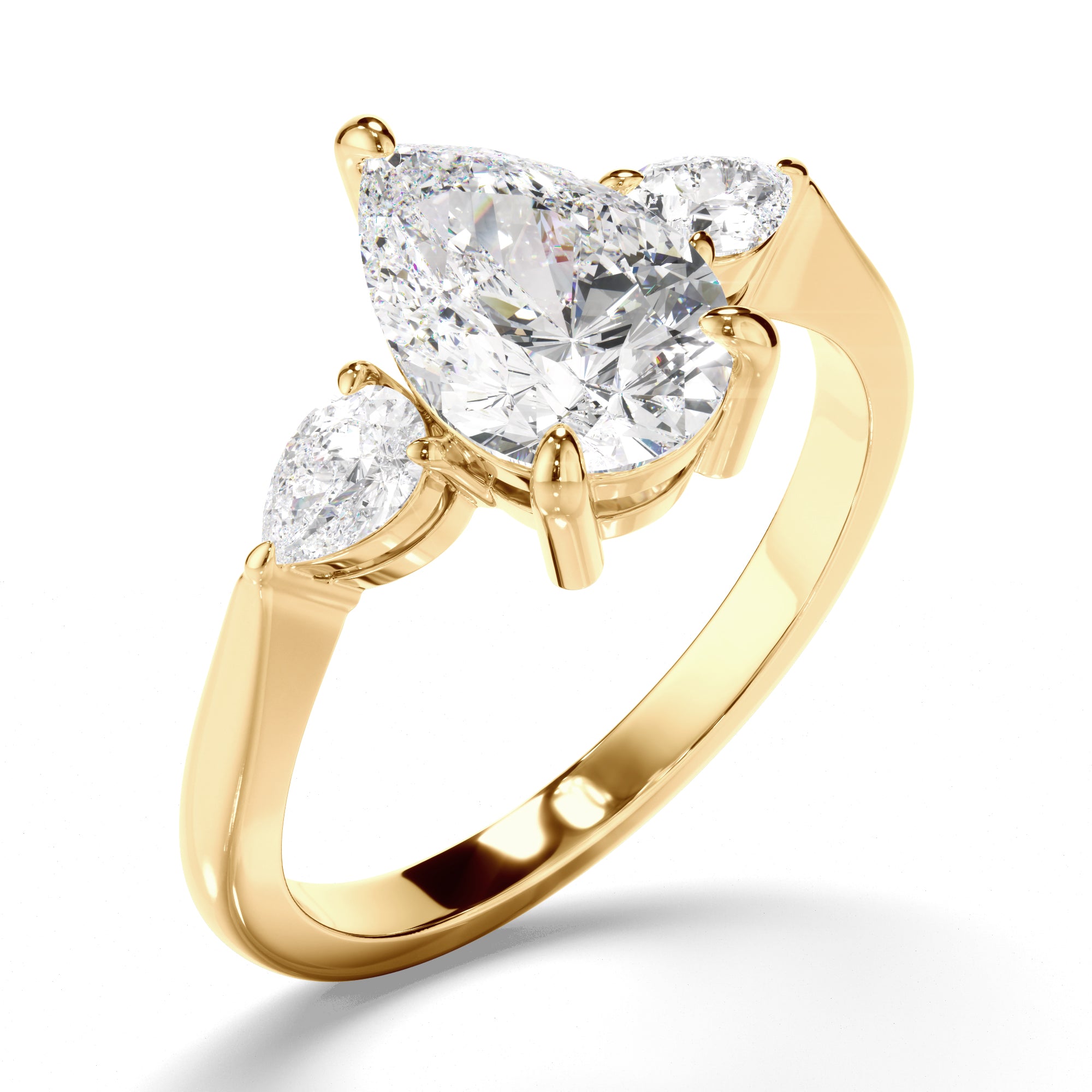 Ava - Pear Cut Diamond Trilogy Engagement Ring with Pear Sides