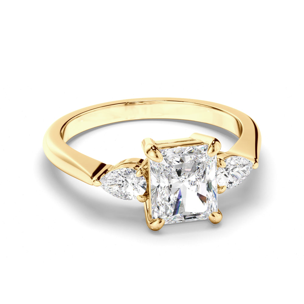 Marina - Radiant Cut Diamond Trilogy Engagement Ring with Pear Sides