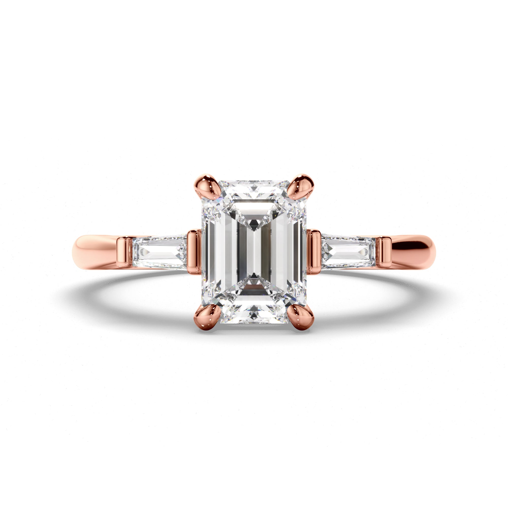 Clarissa - Emerald Cut Diamond Engagement Ring with Baguette Sides