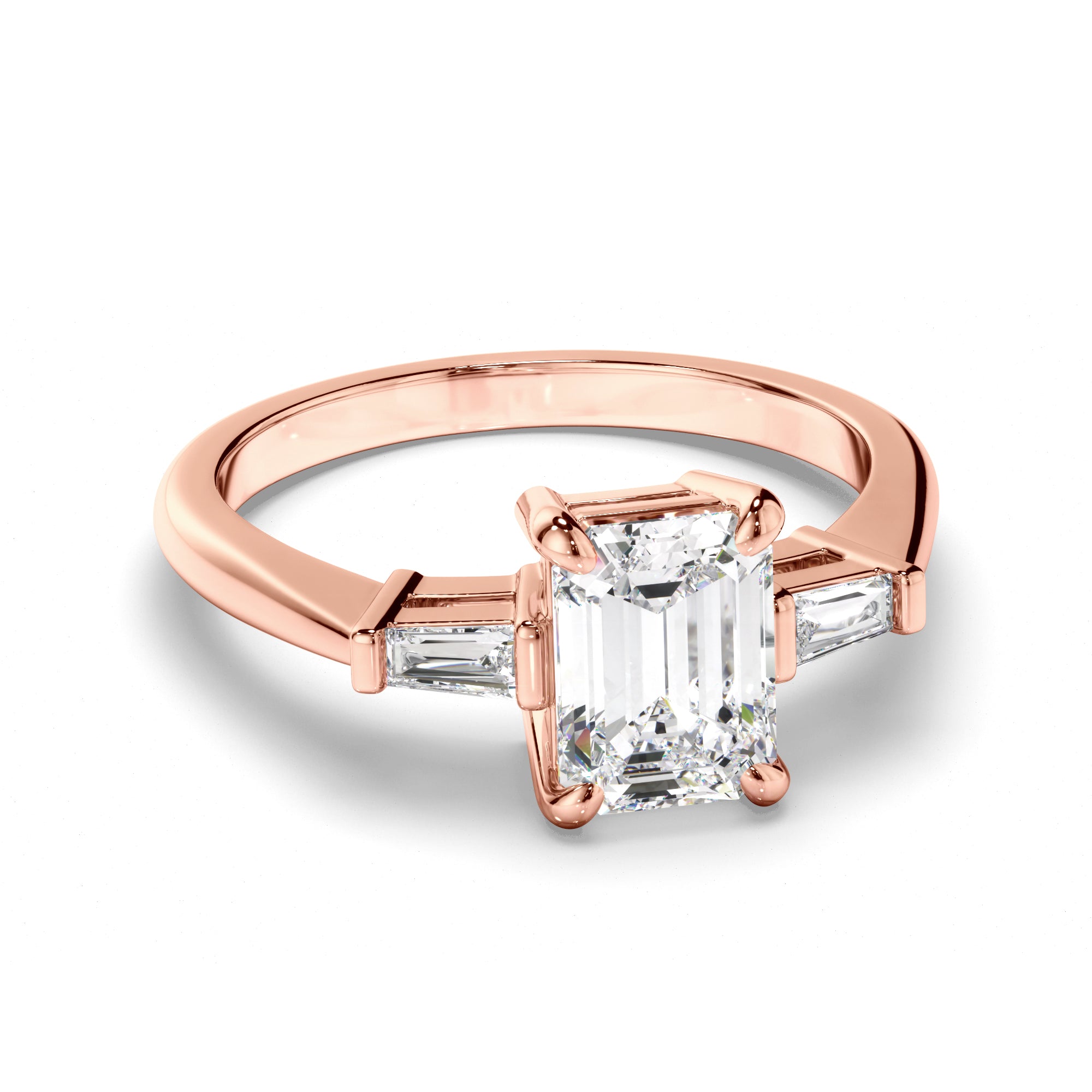 Clarissa - Emerald Cut Diamond Engagement Ring with Baguette Sides
