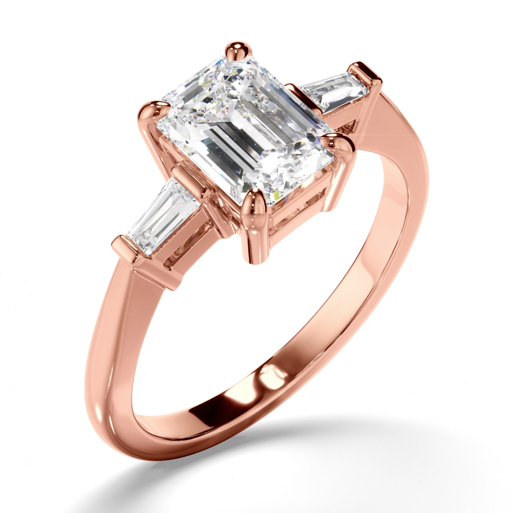 Clarissa - Emerald Cut Diamond Engagement Ring with Baguette Sides