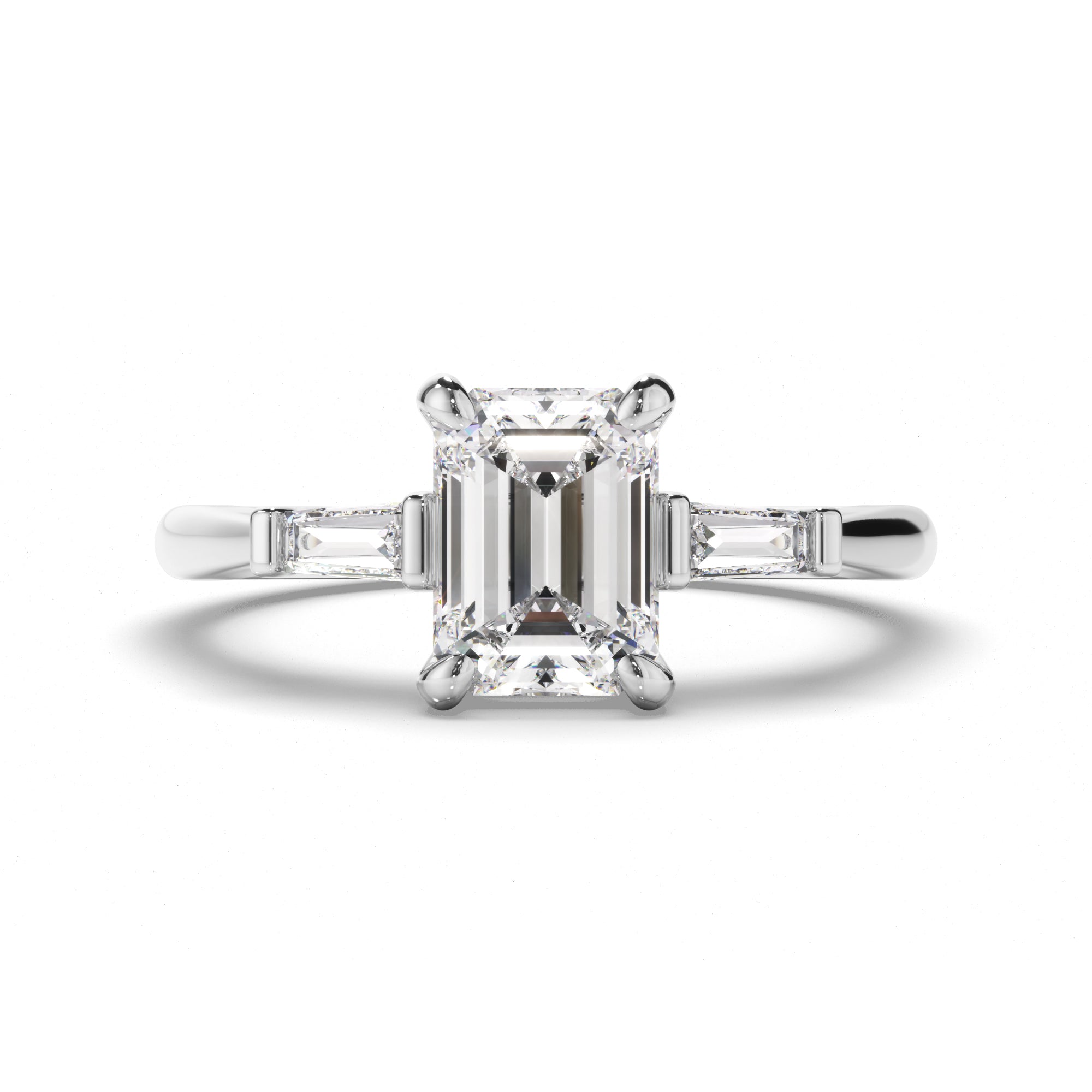 Clarissa - Emerald Cut Diamond Engagement Ring with Baguette Sides