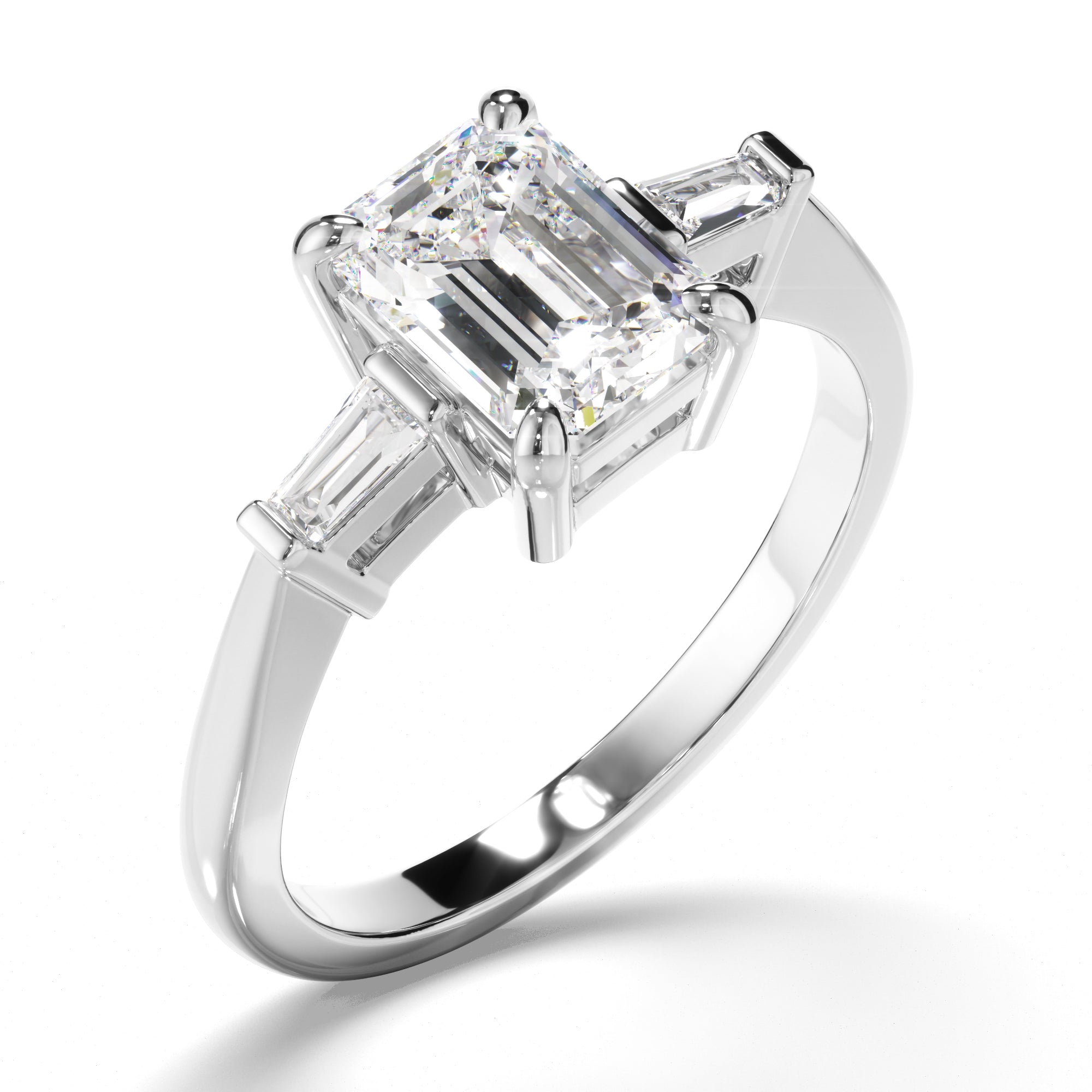 Clarissa - Emerald Cut Diamond Engagement Ring with Baguette Sides