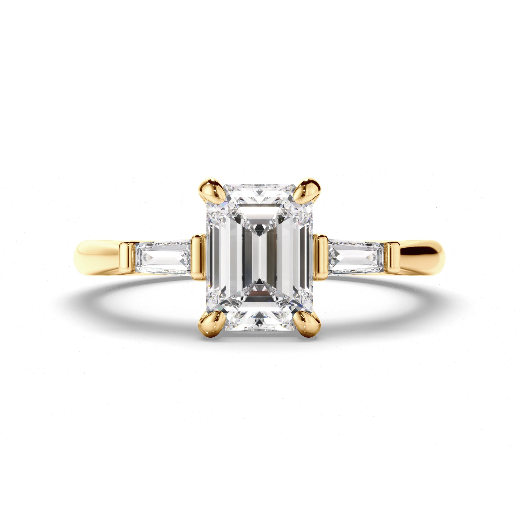 Clarissa - Emerald Cut Diamond Engagement Ring with Baguette Sides